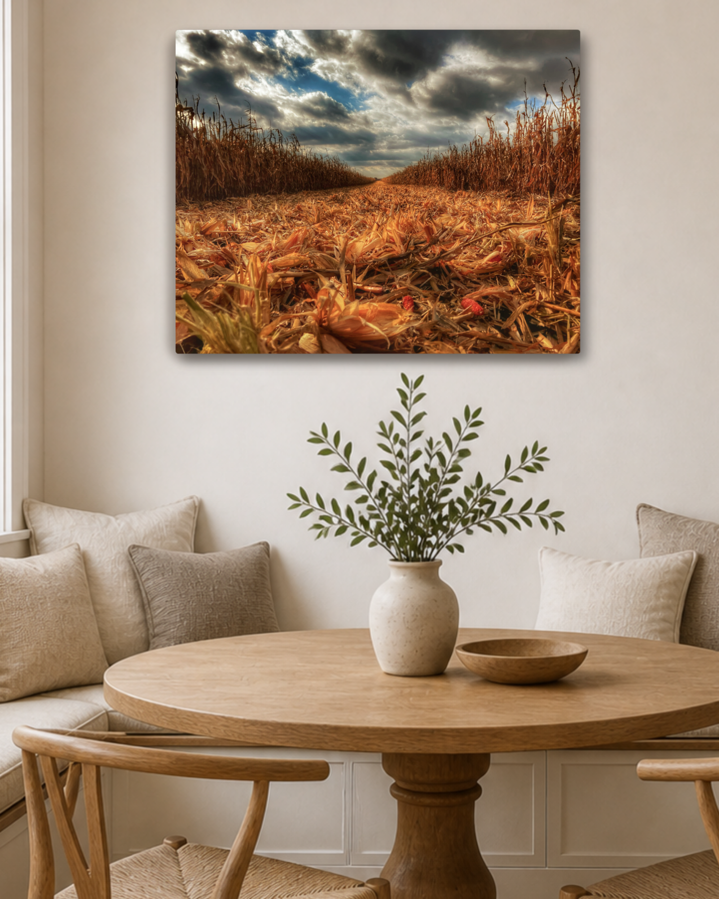 Where the Combine Passed – Corn Harvest Field Canvas Wall Art