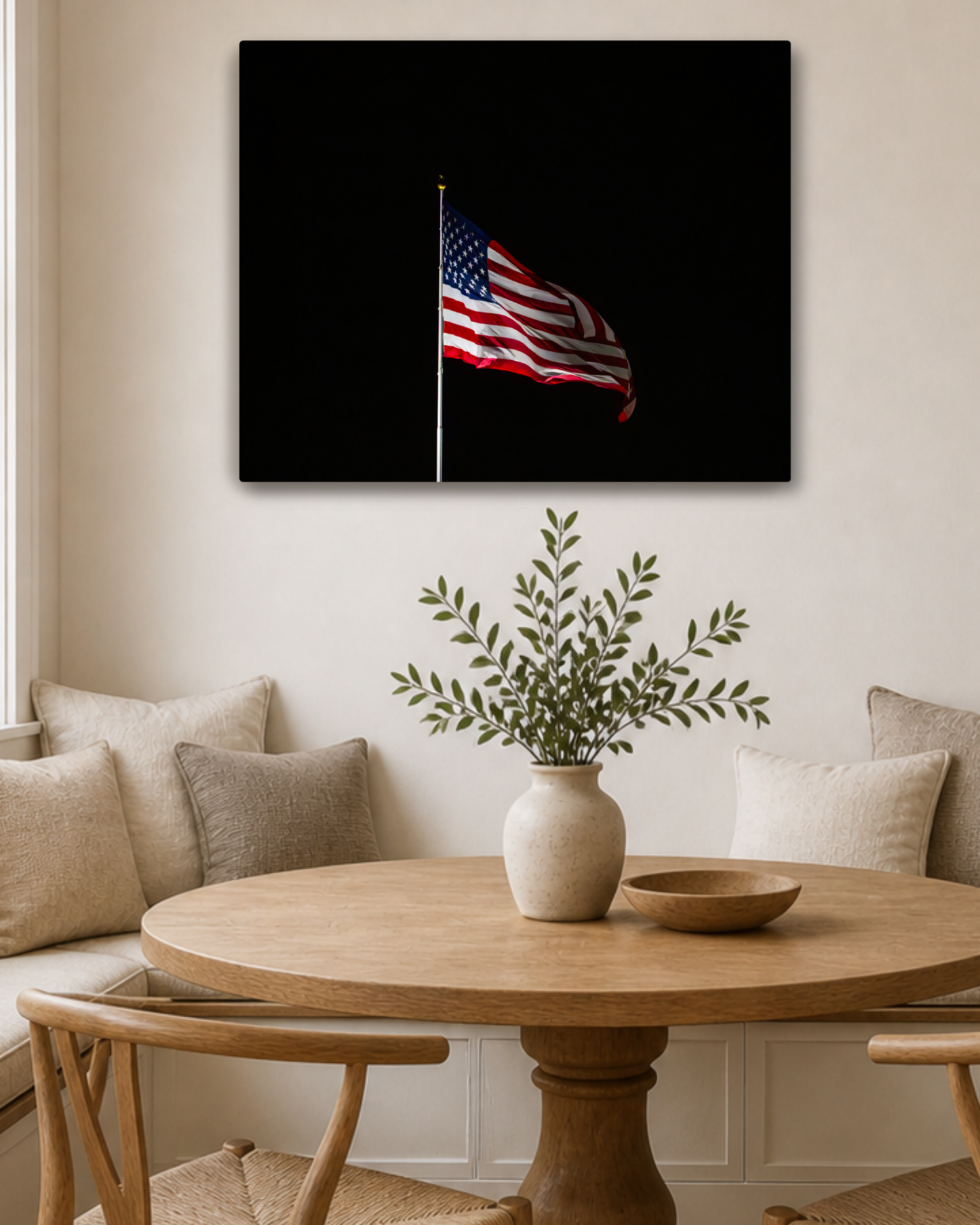 Still Flying | American Flag Night Photography Canvas Wall Art