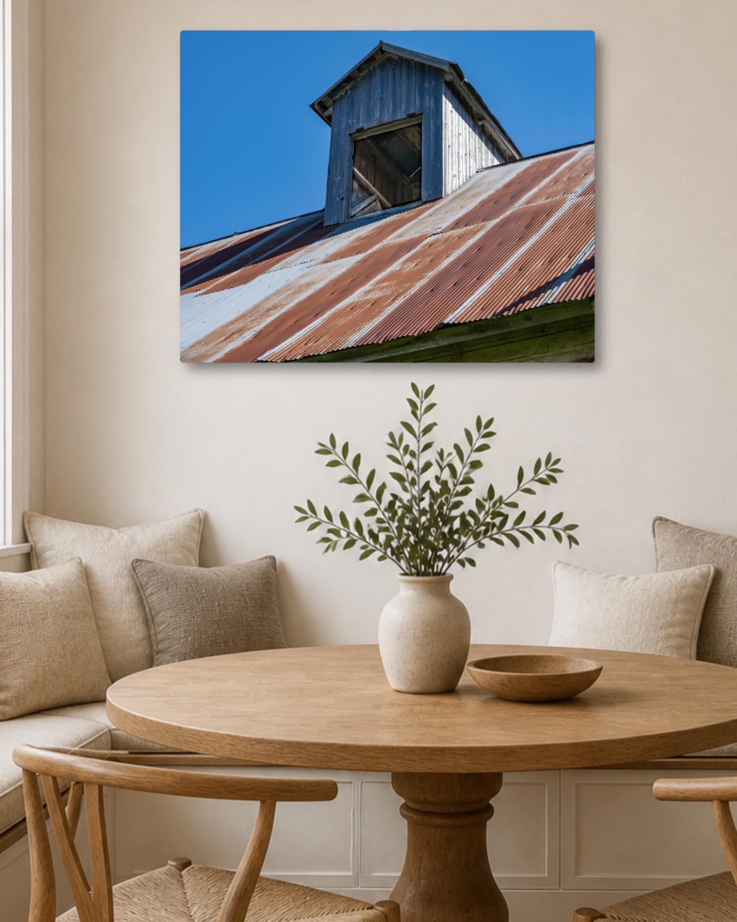 Weathered by the Seasons – Rustic Red Corn Crib Canvas Wall Art