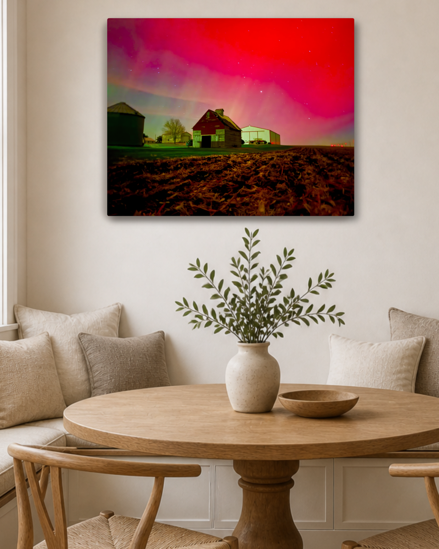 The Night the Farmyard Glowed – Northern Lights Canvas Wall Art