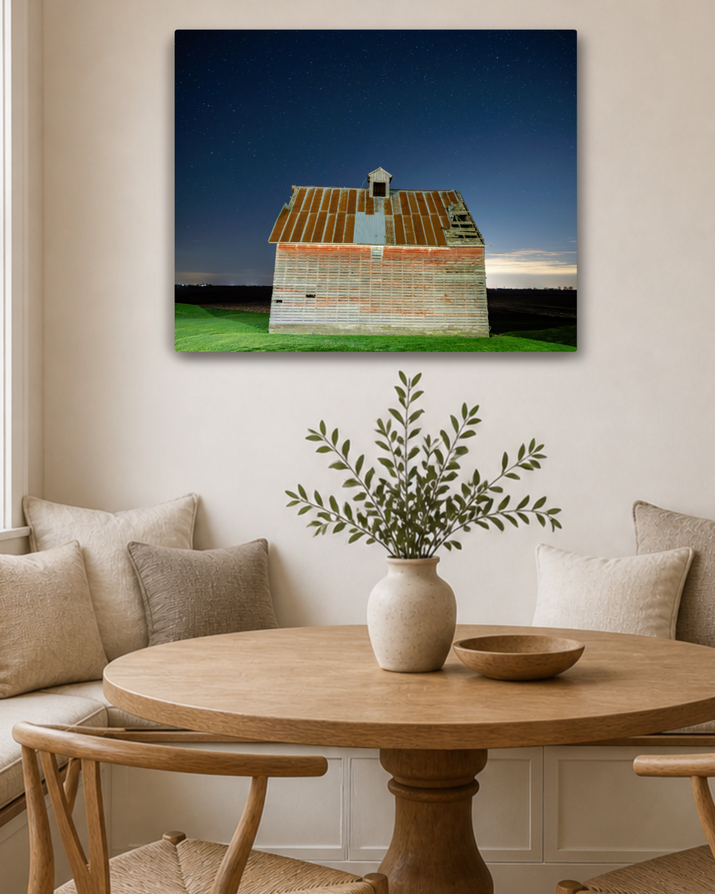 Standing Through the Night – Corn Crib Under the Stars Canvas Wall Art