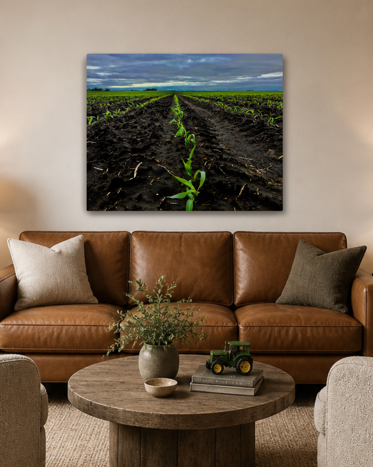 Where the Season Begins – Young Corn Rows Canvas Wall Art