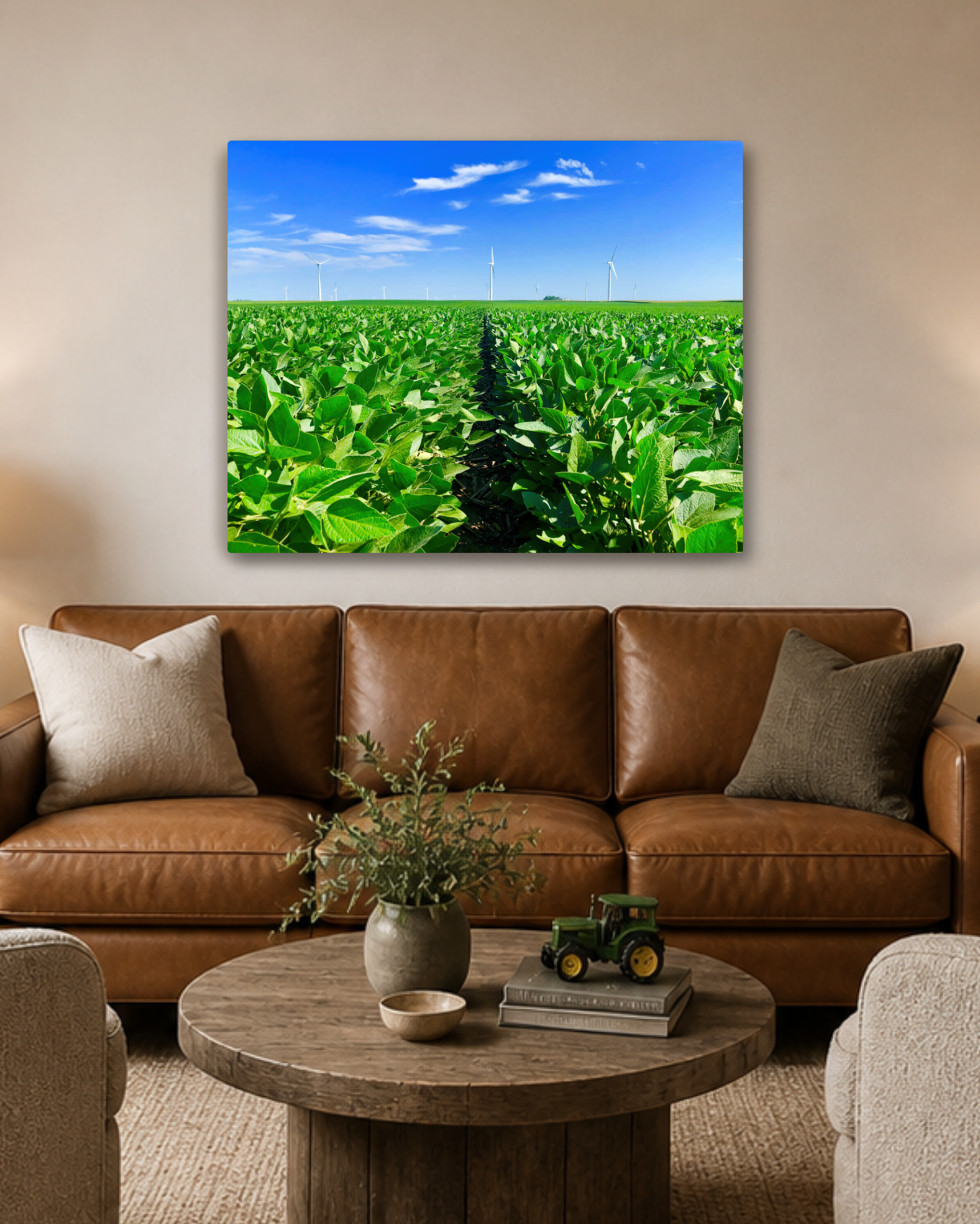 Where the Rows Meet the Wind – Iowa Soybean Field Canvas Wall Art
