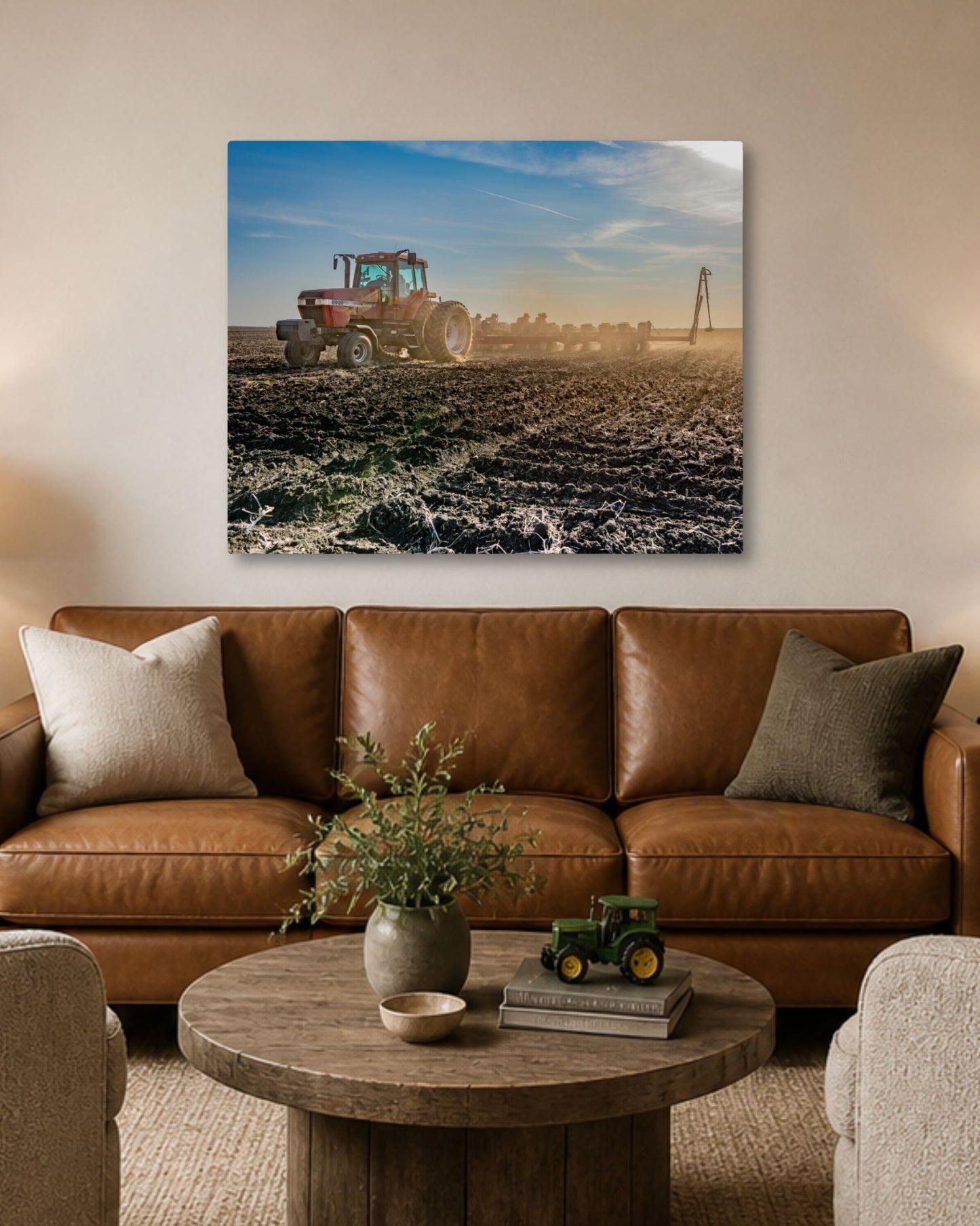 Dust Rising at Planting Time – Spring Farm Work Canvas Wall Art