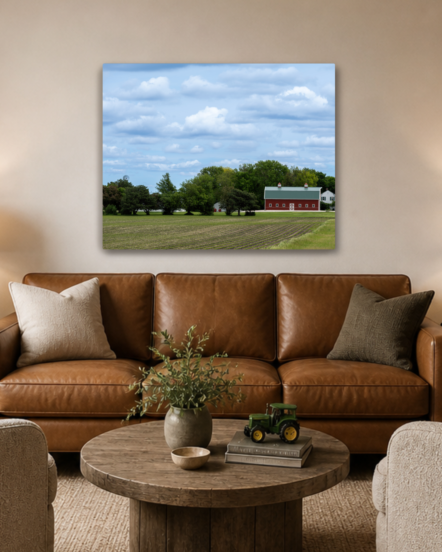 The Home Place - Red Barn Iowa Farm Canvas Wall Art