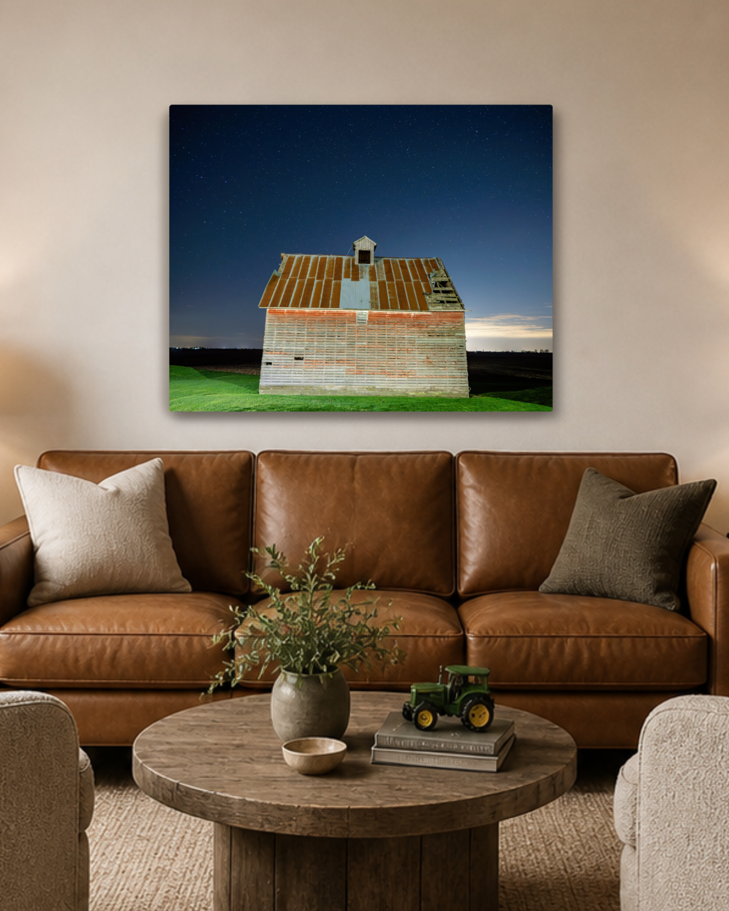 Standing Through the Night – Corn Crib Under the Stars Canvas Wall Art