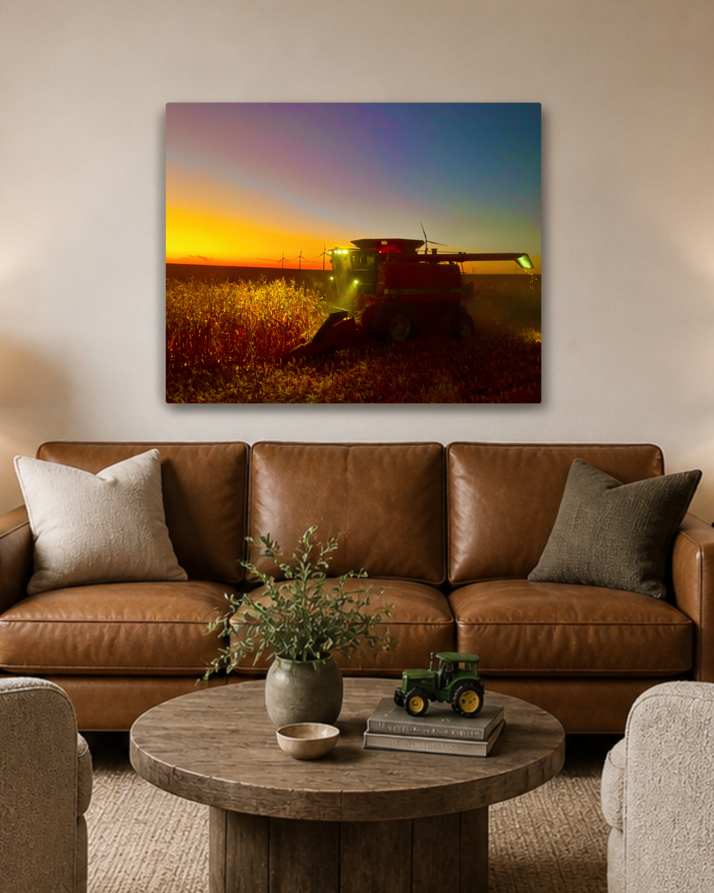When the Field Lights Up – Corn Harvest Canvas Wall Art