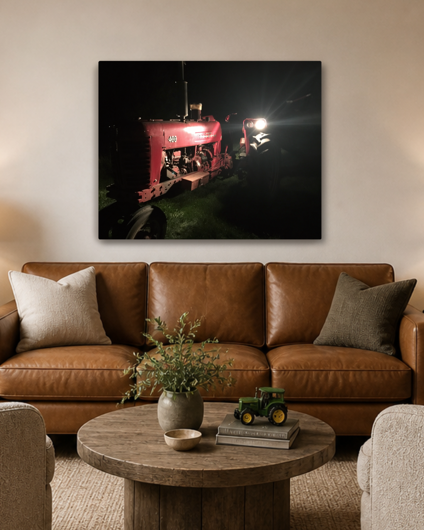 Old Iron After Dark – Vintage International Tractor Canvas Wall Art