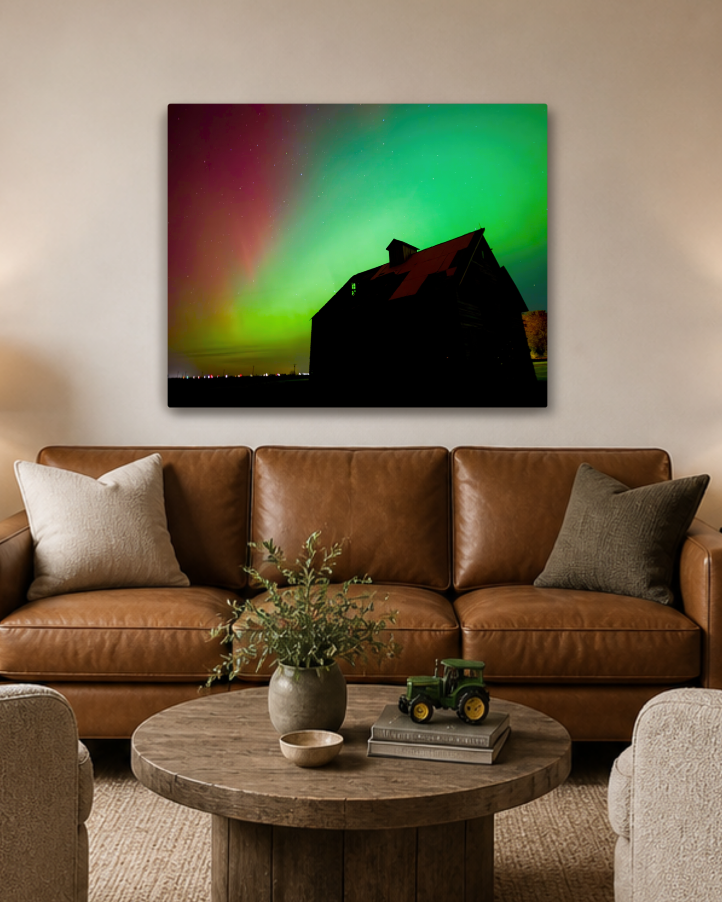 Where the Old Corn Crib Met the Northern Lights – Aurora Canvas Wall Art