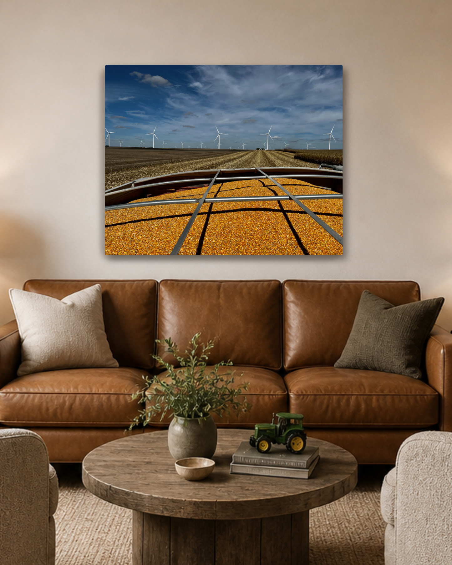 A Full Cart and Open Fields – Corn Harvest Canvas Wall Art