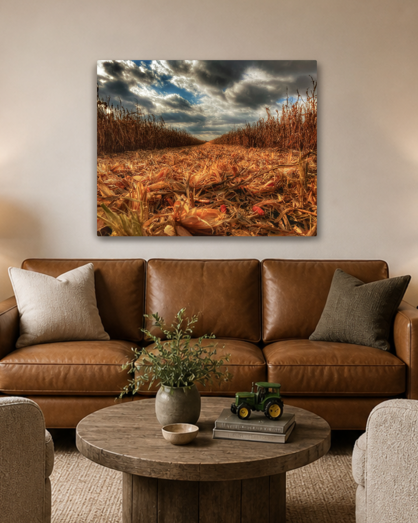 Where the Combine Passed – Corn Harvest Field Canvas Wall Art