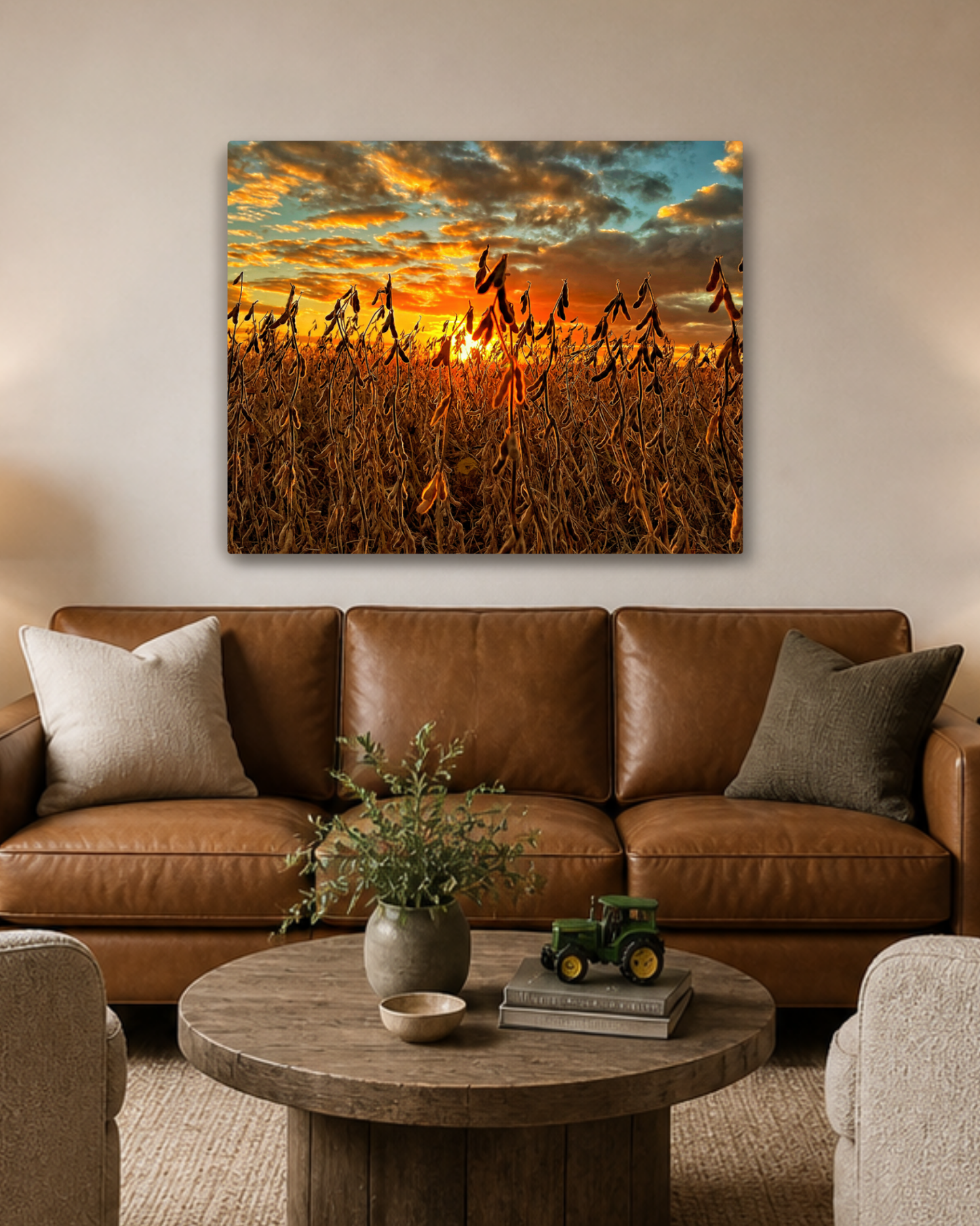 Where the Bean Pods Catch the Light – Soybean Sunset Canvas Wall Art