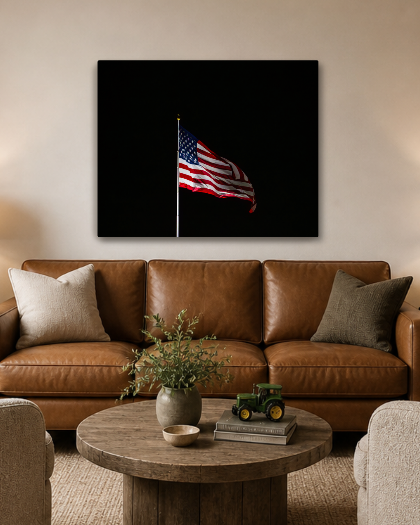 Still Flying | American Flag Night Photography Canvas Wall Art