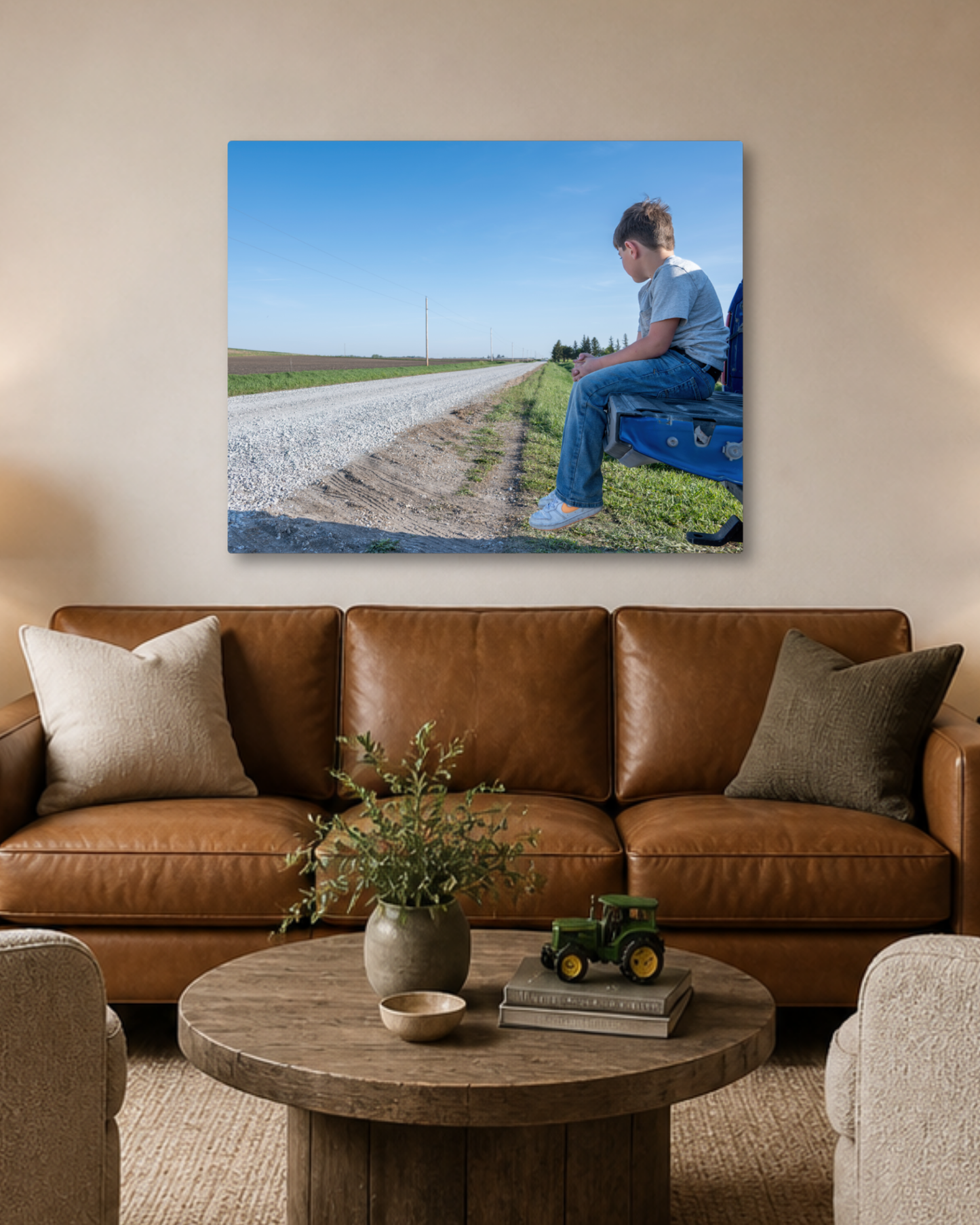 Future Farmer Dreams of the Road Ahead – Farm Kid Canvas Wall Art