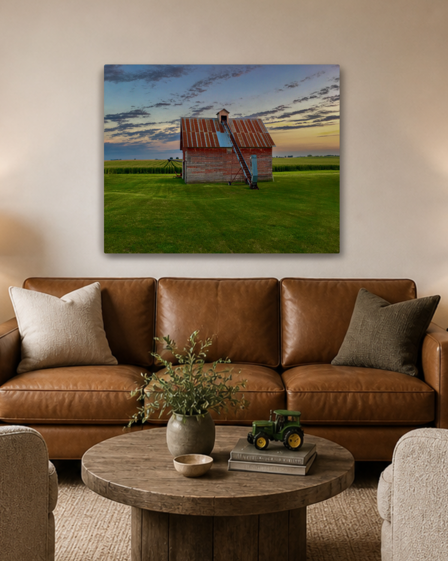 The Old Corn Crib at Evening – Rural Farm Canvas Wall Art