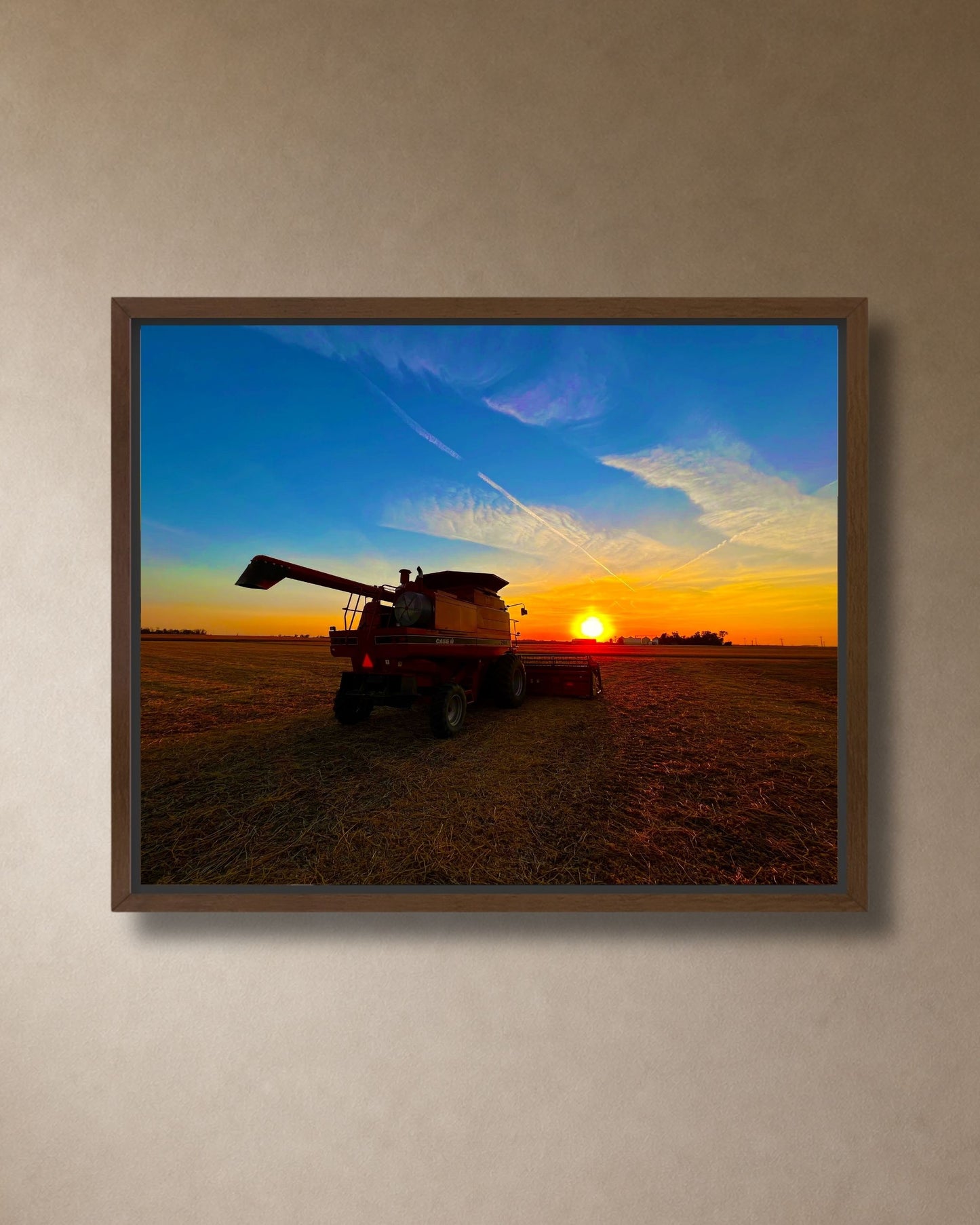 Where the Combine Meets the Sunset – Harvest Field Canvas Wall Art