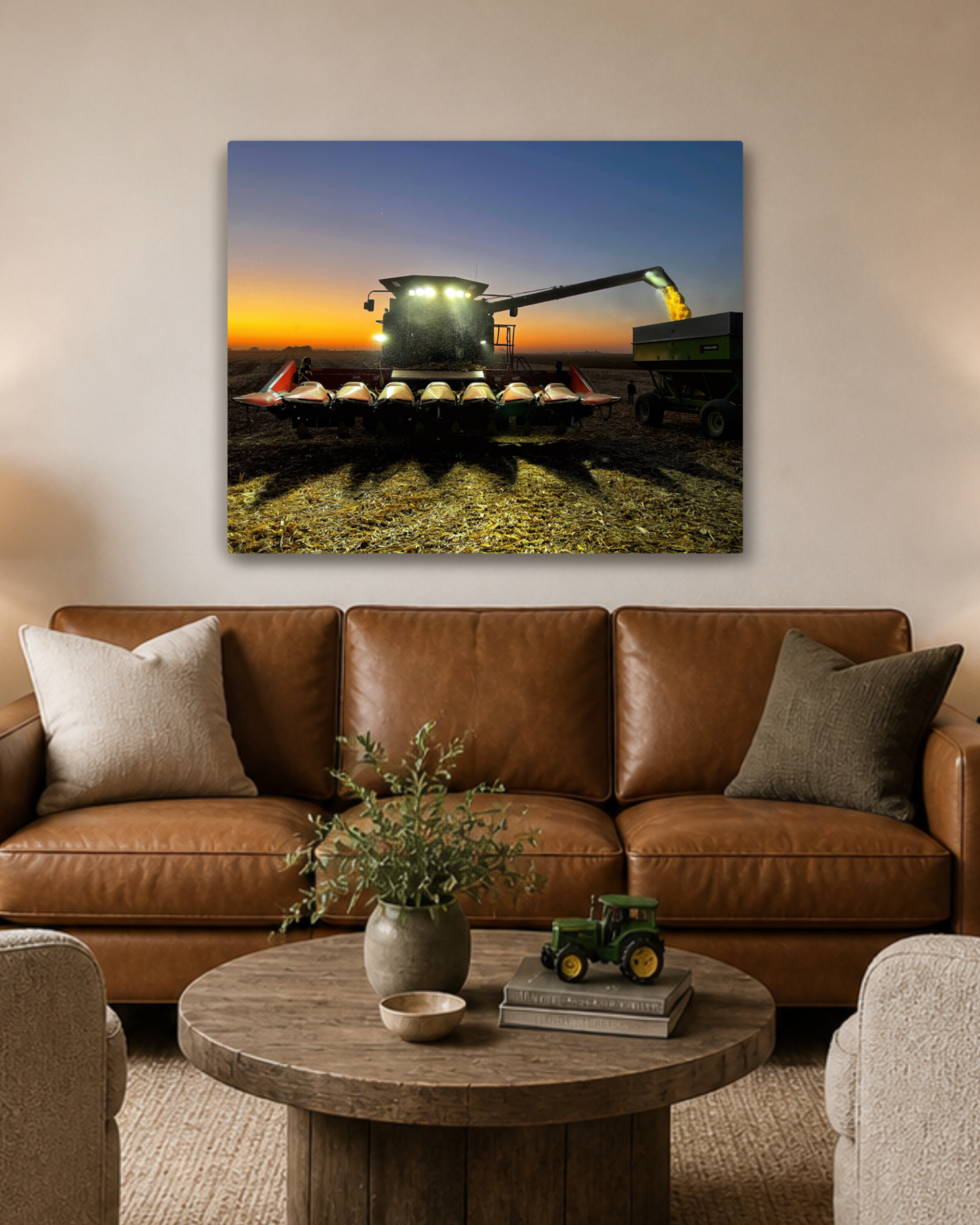 The Night Shift Begins – Corn Harvest Canvas Wall Art
