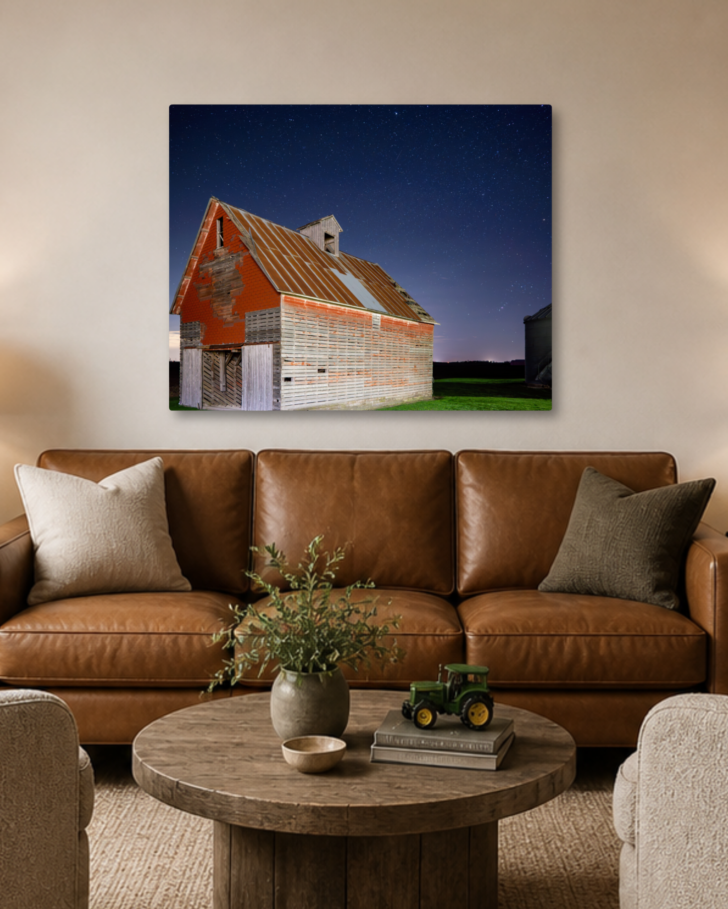 Under the Stars at the Old Corn Crib – Rural Night Canvas Wall Art