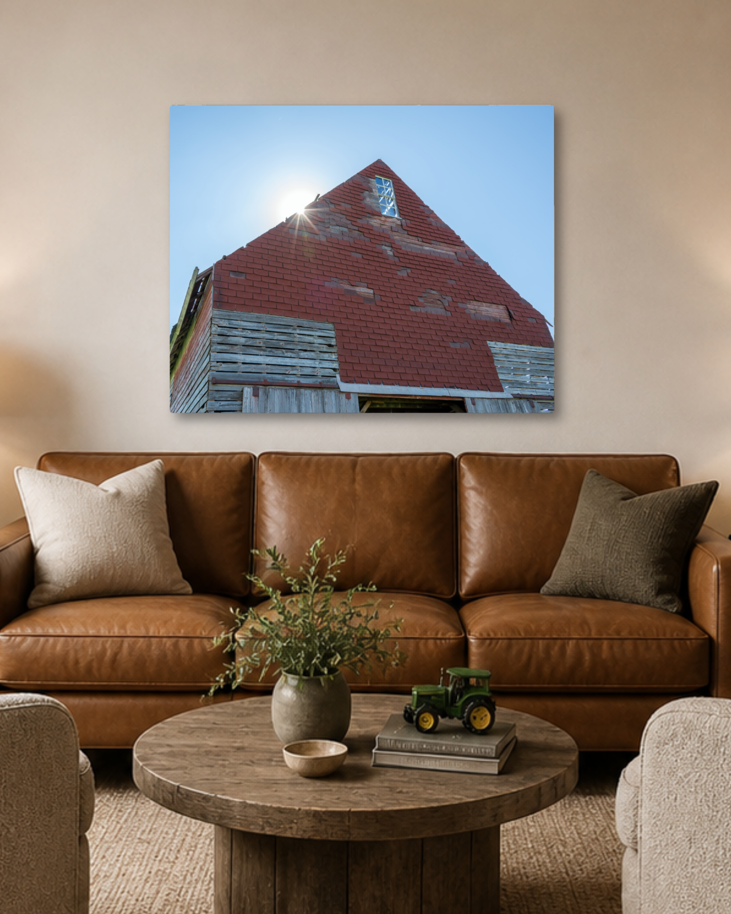Sunlight on the Old Corn Crib – Rustic Farm Building Canvas Wall Art