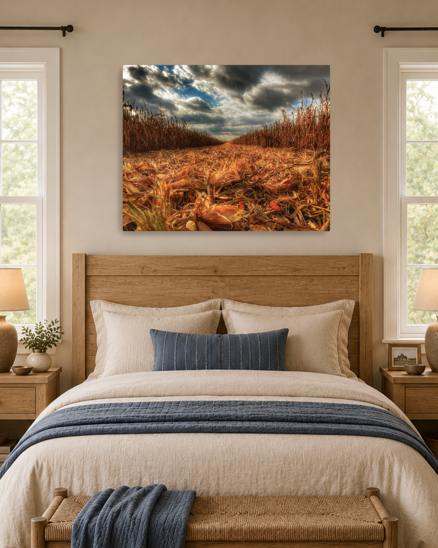 Where the Combine Passed – Corn Harvest Field Canvas Wall Art