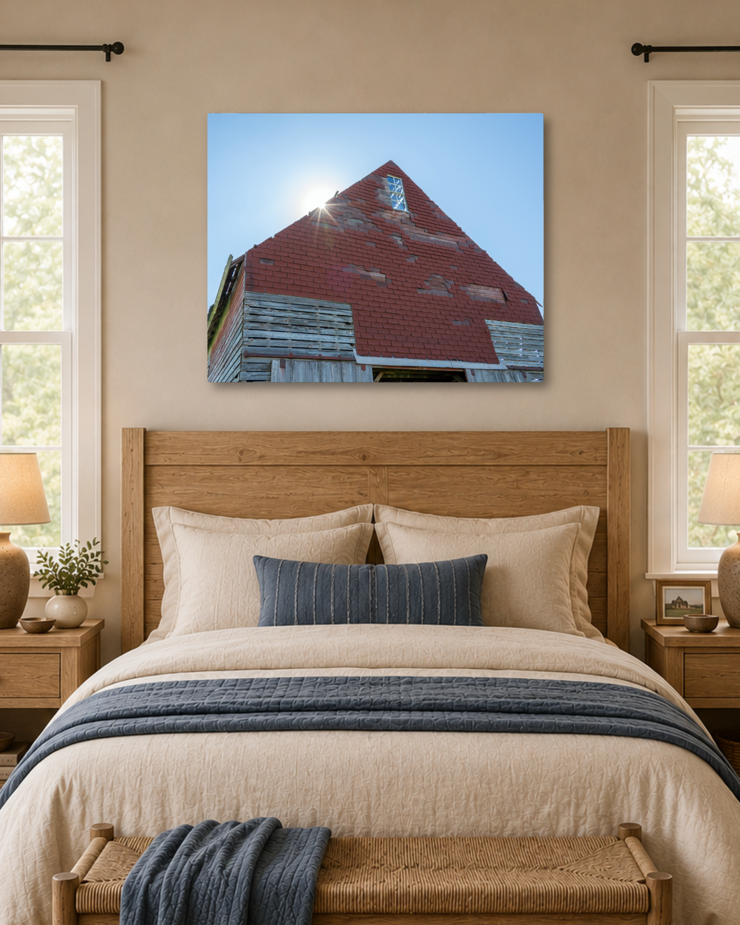Sunlight on the Old Corn Crib – Rustic Farm Building Canvas Wall Art