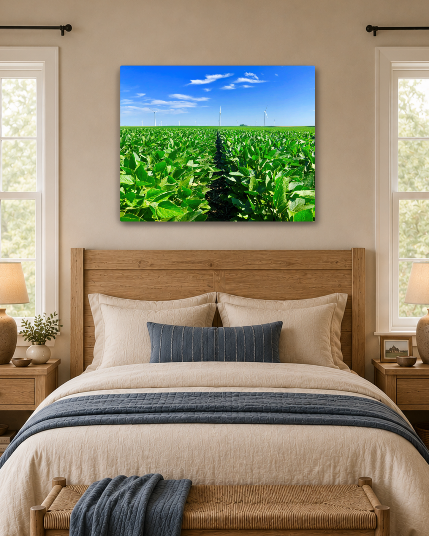 Where the Rows Meet the Wind – Iowa Soybean Field Canvas Wall Art