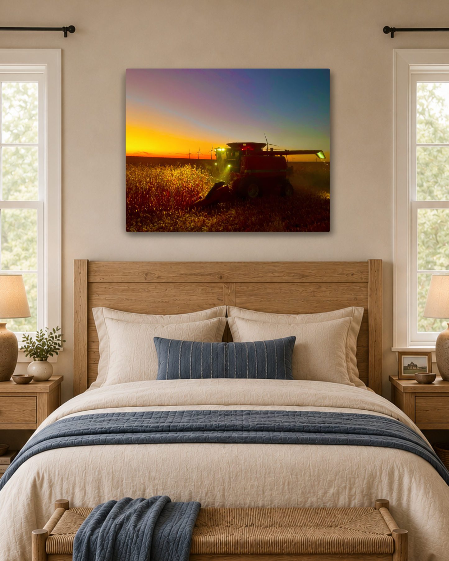 When the Field Lights Up – Corn Harvest Canvas Wall Art