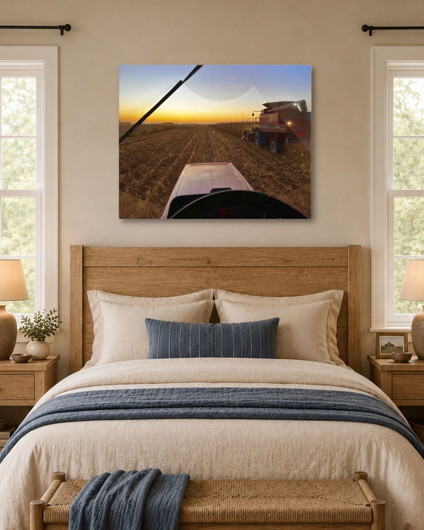 From the Buddy Seat at Harvest – Cornfield Sunset Canvas Wall Art