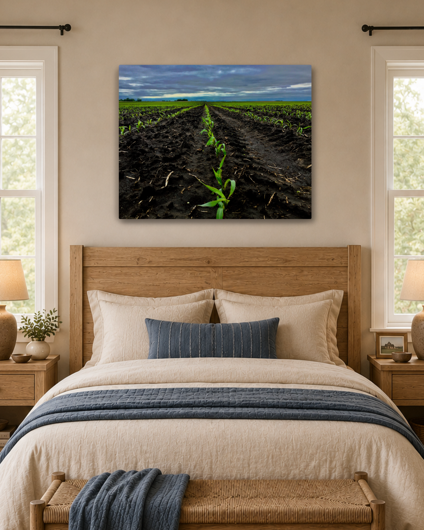 Where the Season Begins – Young Corn Rows Canvas Wall Art