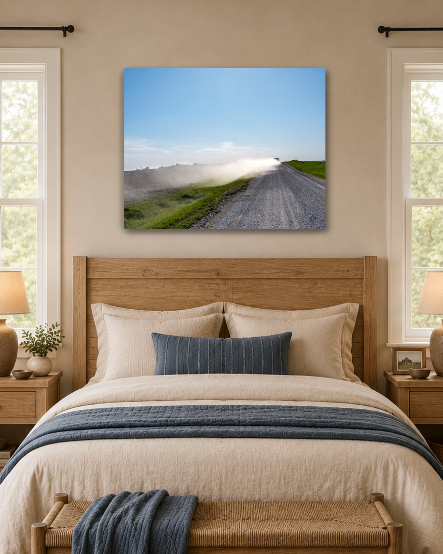 Chasing Dust - Iowa Gravel Road Farm Photography Canvas Wall Art