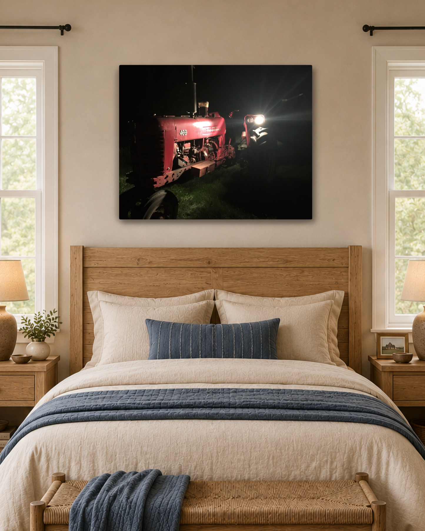 Old Iron After Dark – Vintage International Tractor Canvas Wall Art