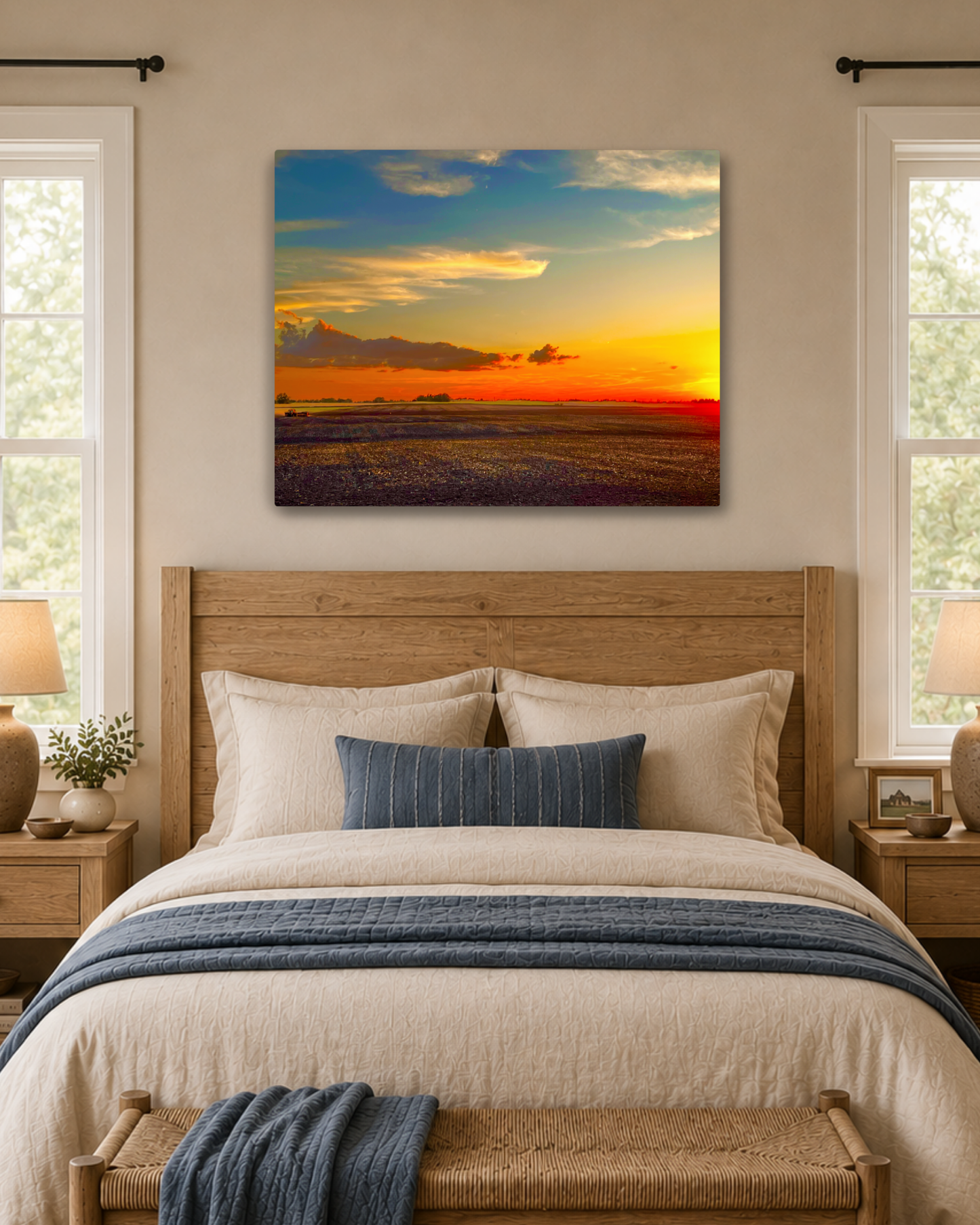 Where the Day Settles – Iowa Field Sunset Canvas Wall Art