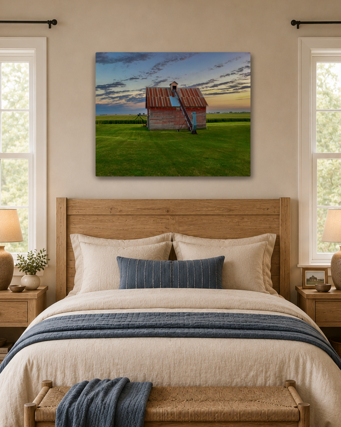 The Old Corn Crib at Evening – Rural Farm Canvas Wall Art