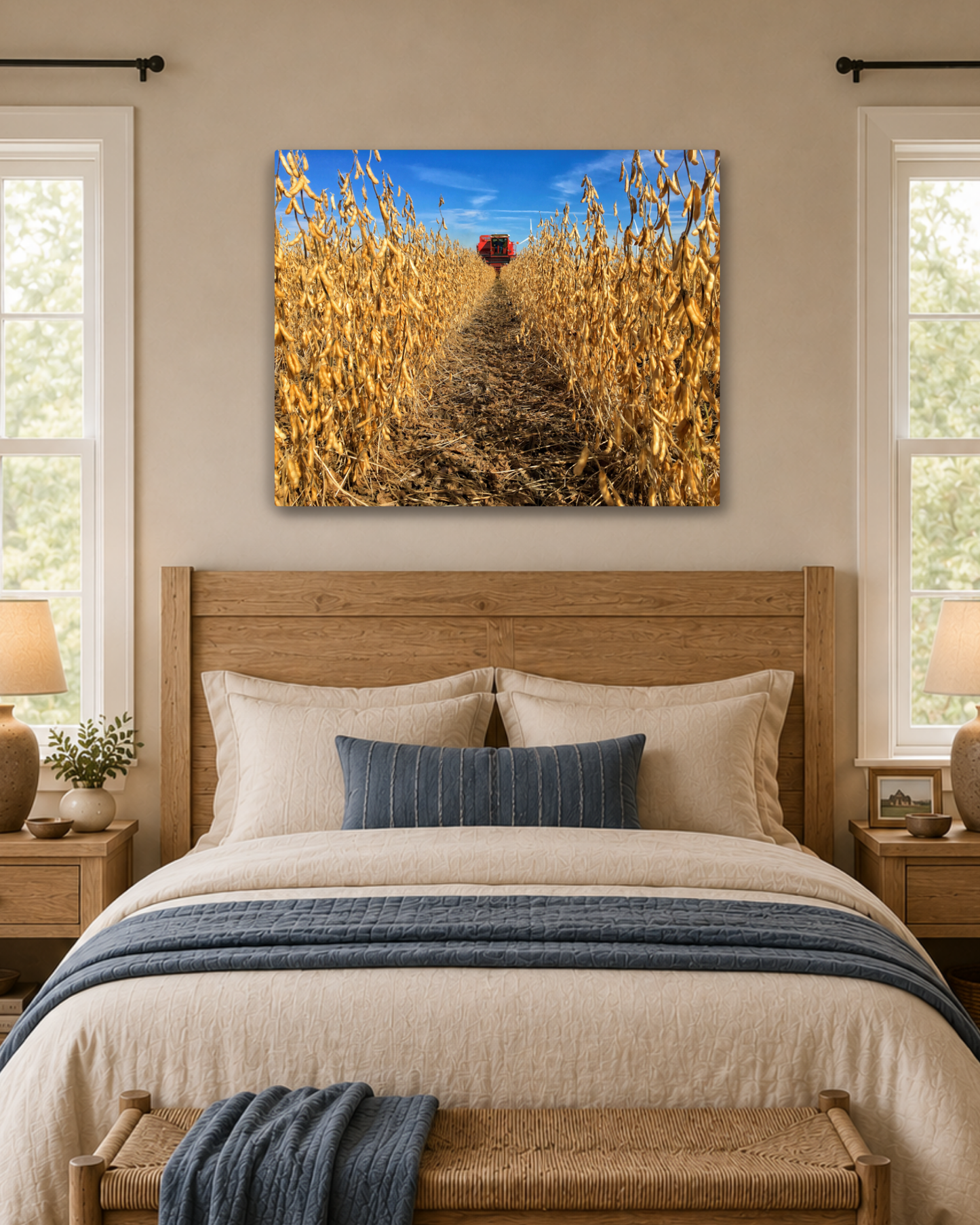 Through the Golden Beans – Soybean Harvest Canvas Wall Art