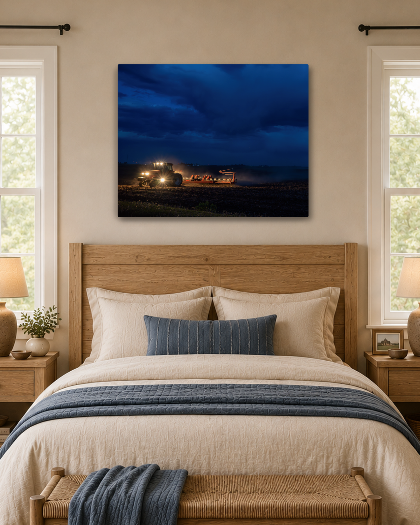 One More Round - Night Planting Farm Canvas Wall Art