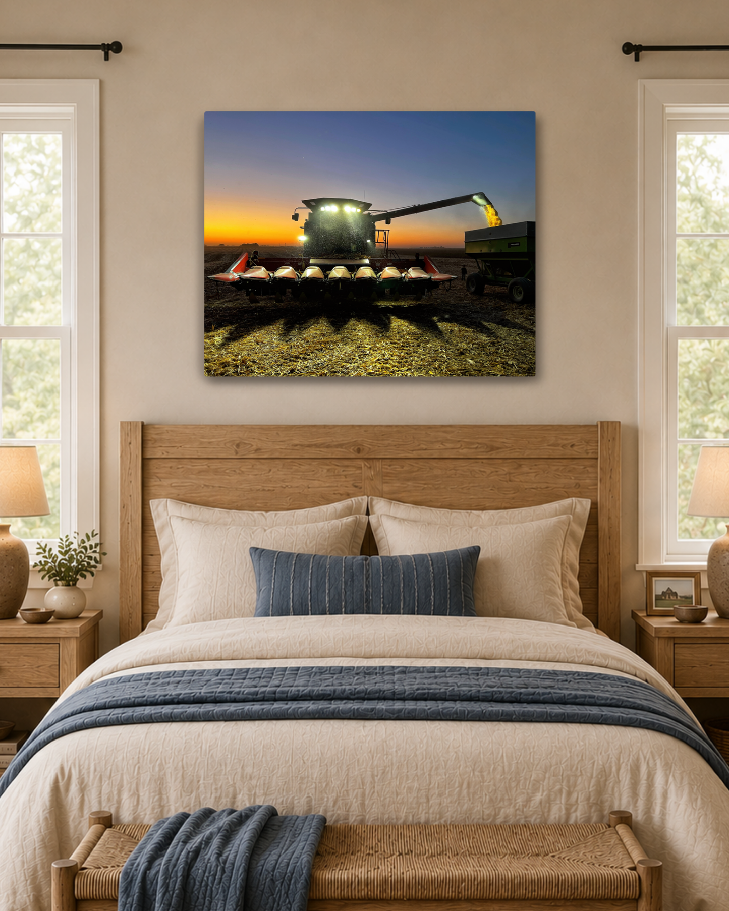 The Night Shift Begins – Corn Harvest Canvas Wall Art