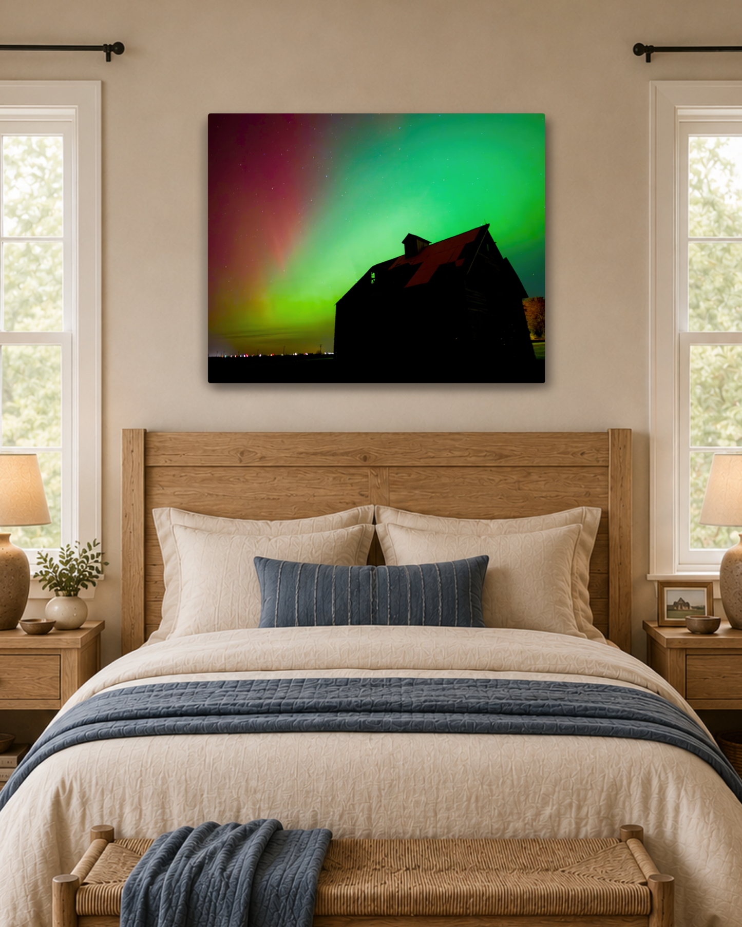 Where the Old Corn Crib Met the Northern Lights – Aurora Canvas Wall Art