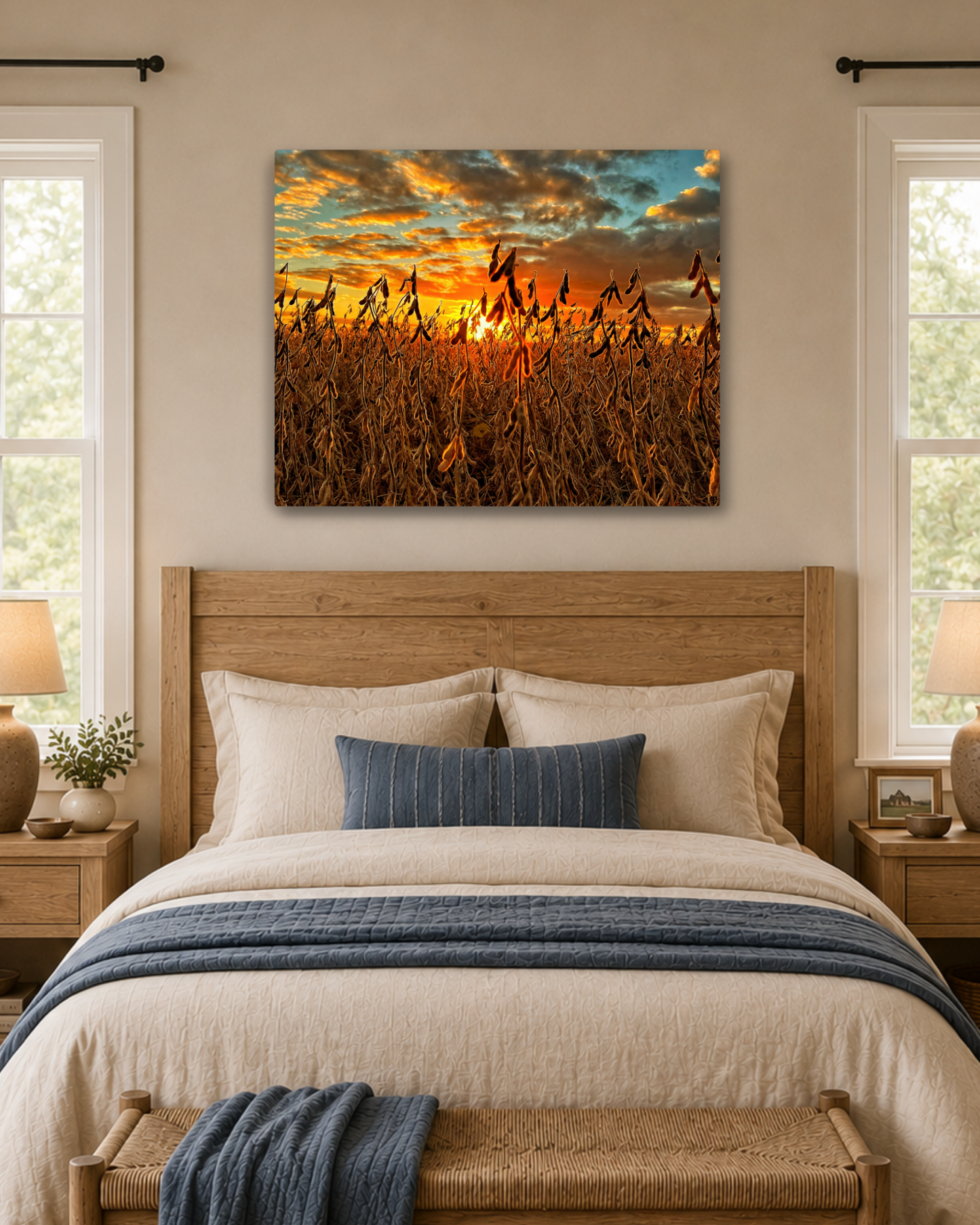 Where the Bean Pods Catch the Light – Soybean Sunset Canvas Wall Art