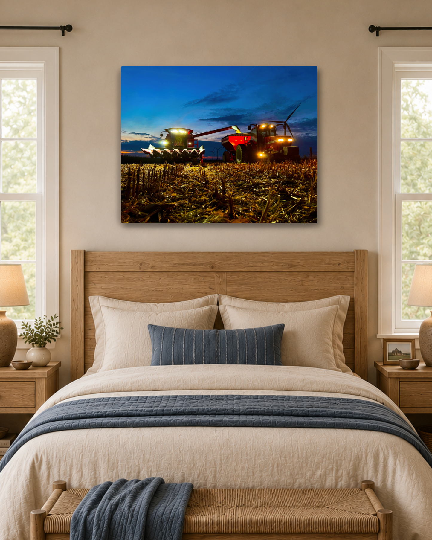 Working Together After Sundown – Corn Harvest Canvas Wall Art