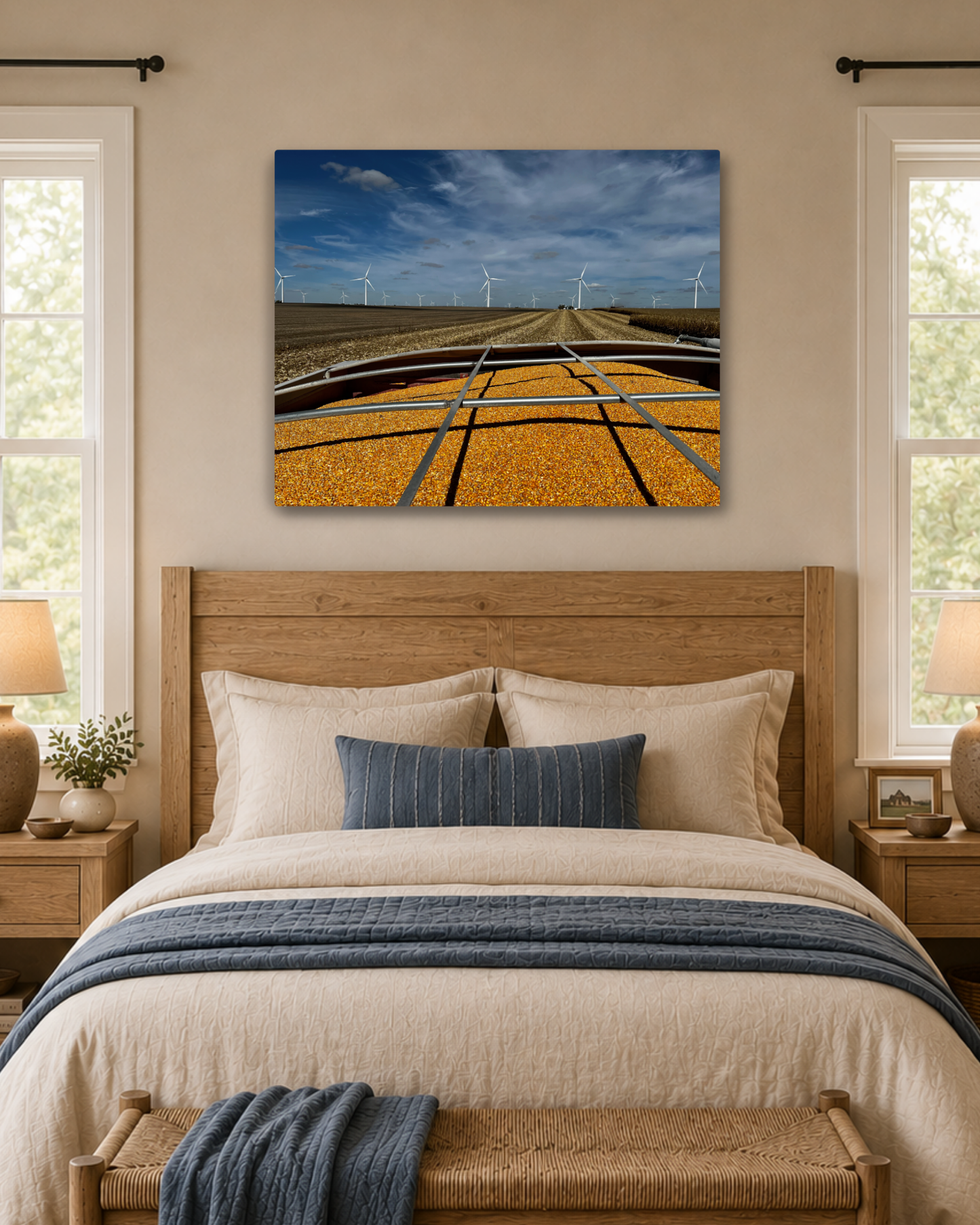 A Full Cart and Open Fields – Corn Harvest Canvas Wall Art