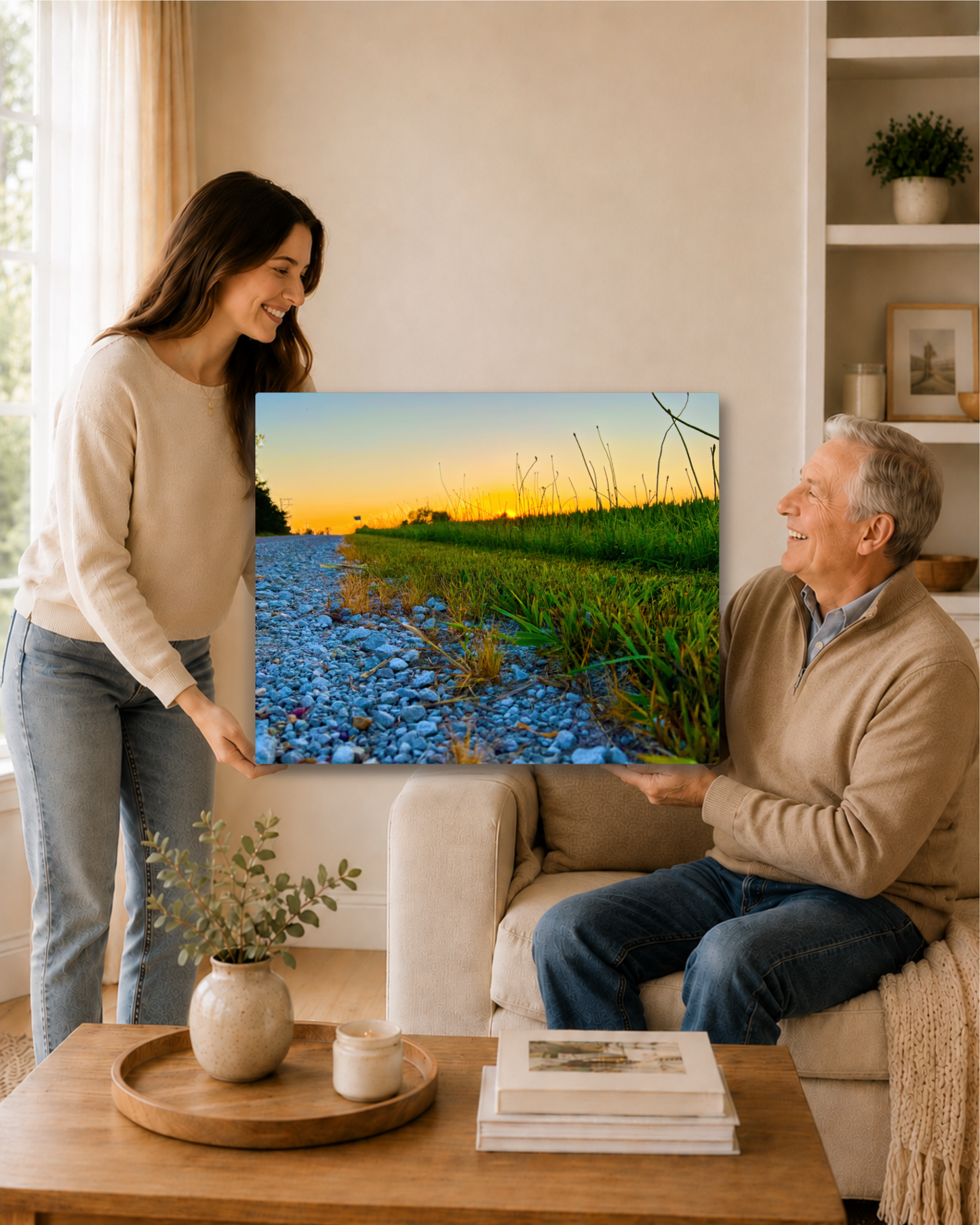 Quiet Evening on the Gravel Road – Rural Sunset Canvas Wall Art