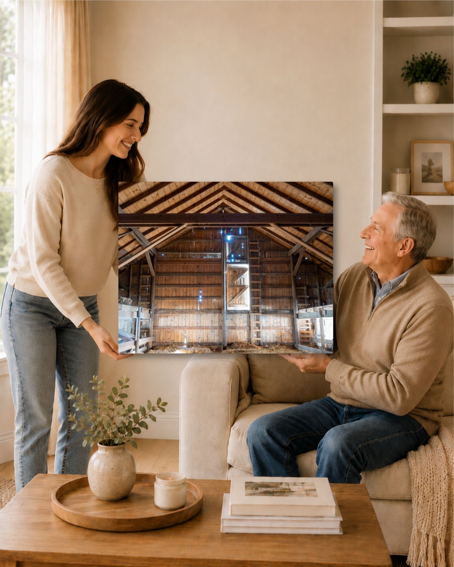 Inside the Old Hay Barn – Rustic Farm Interior Canvas Wall Art