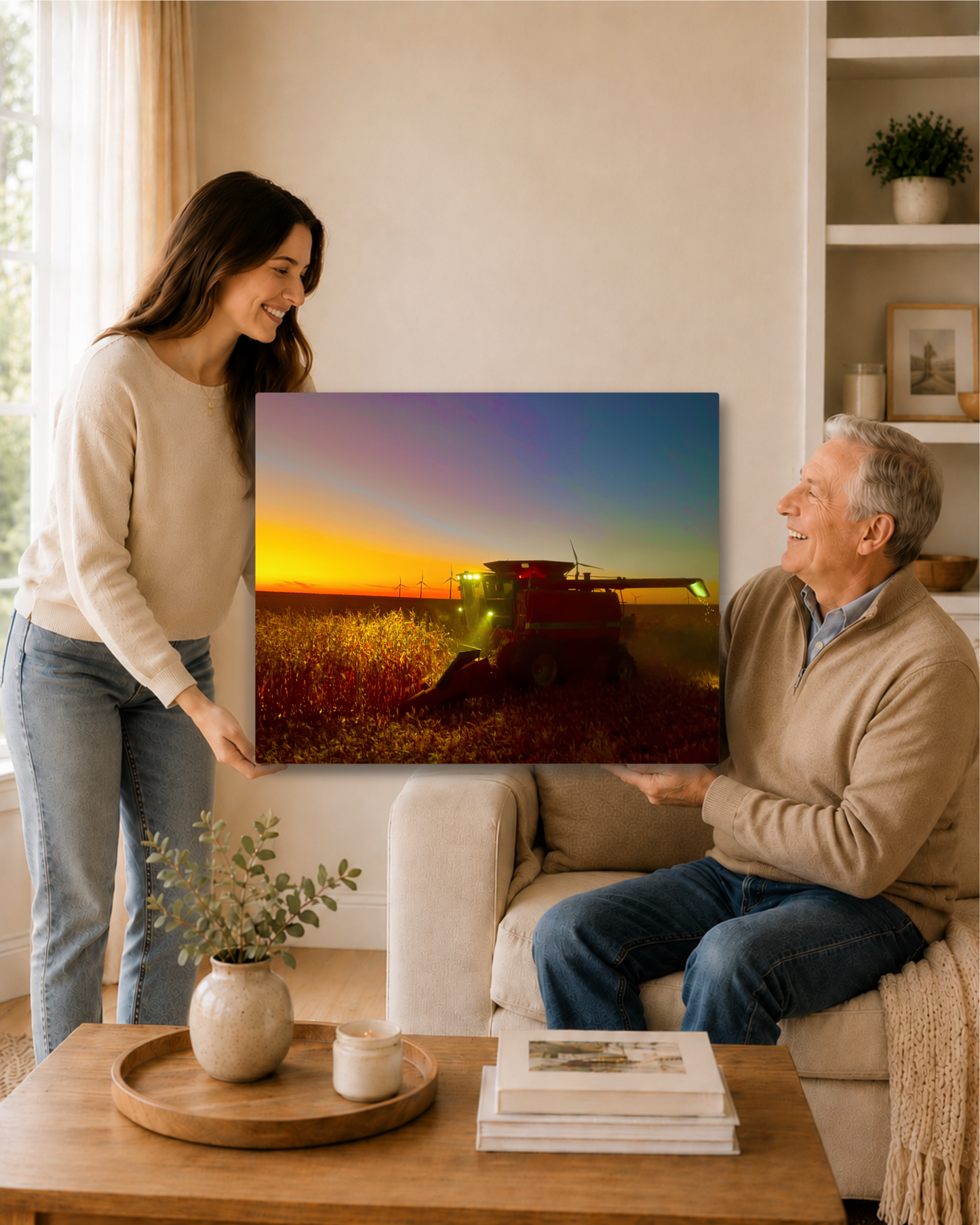 When the Field Lights Up – Corn Harvest Canvas Wall Art
