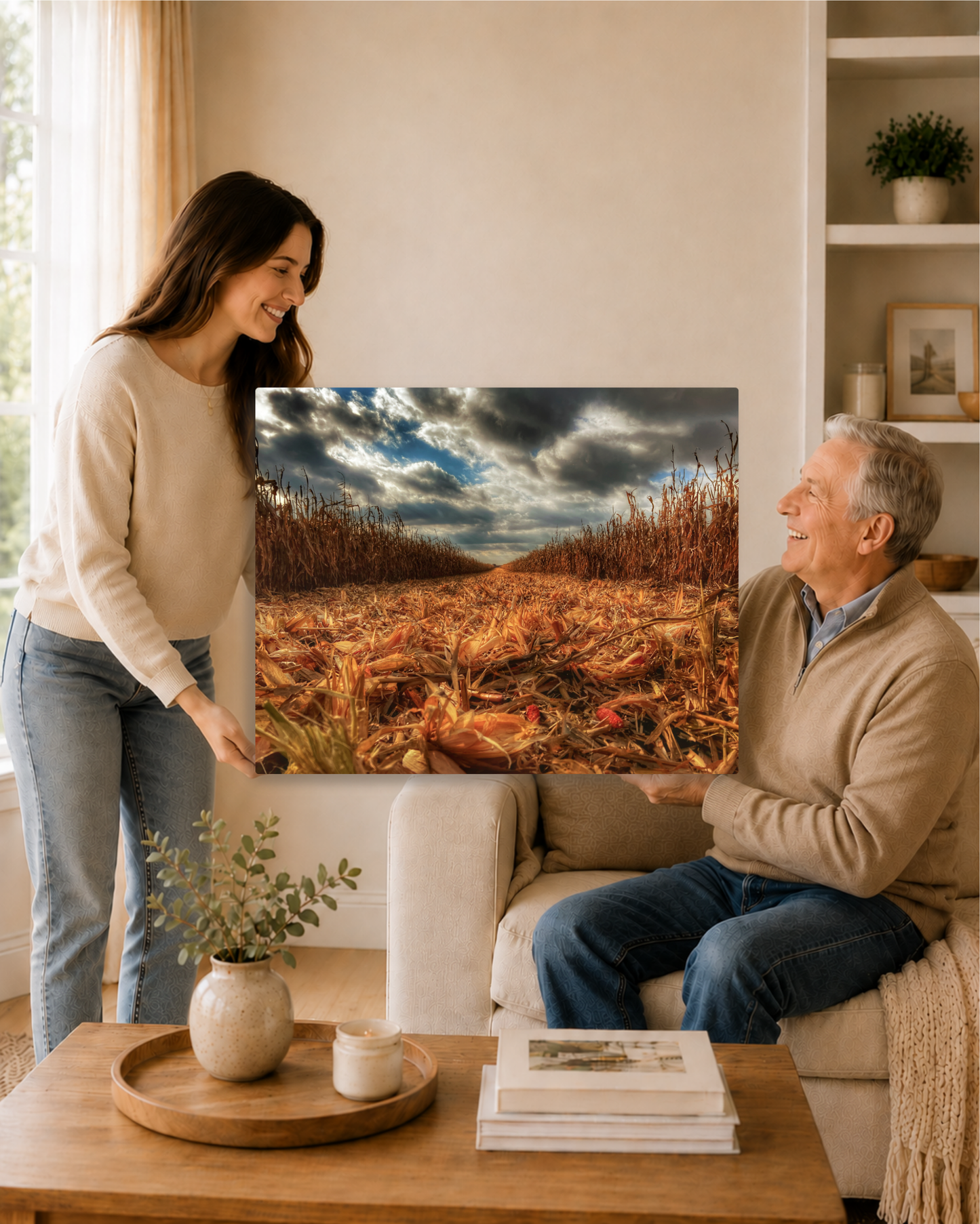 Where the Combine Passed – Corn Harvest Field Canvas Wall Art