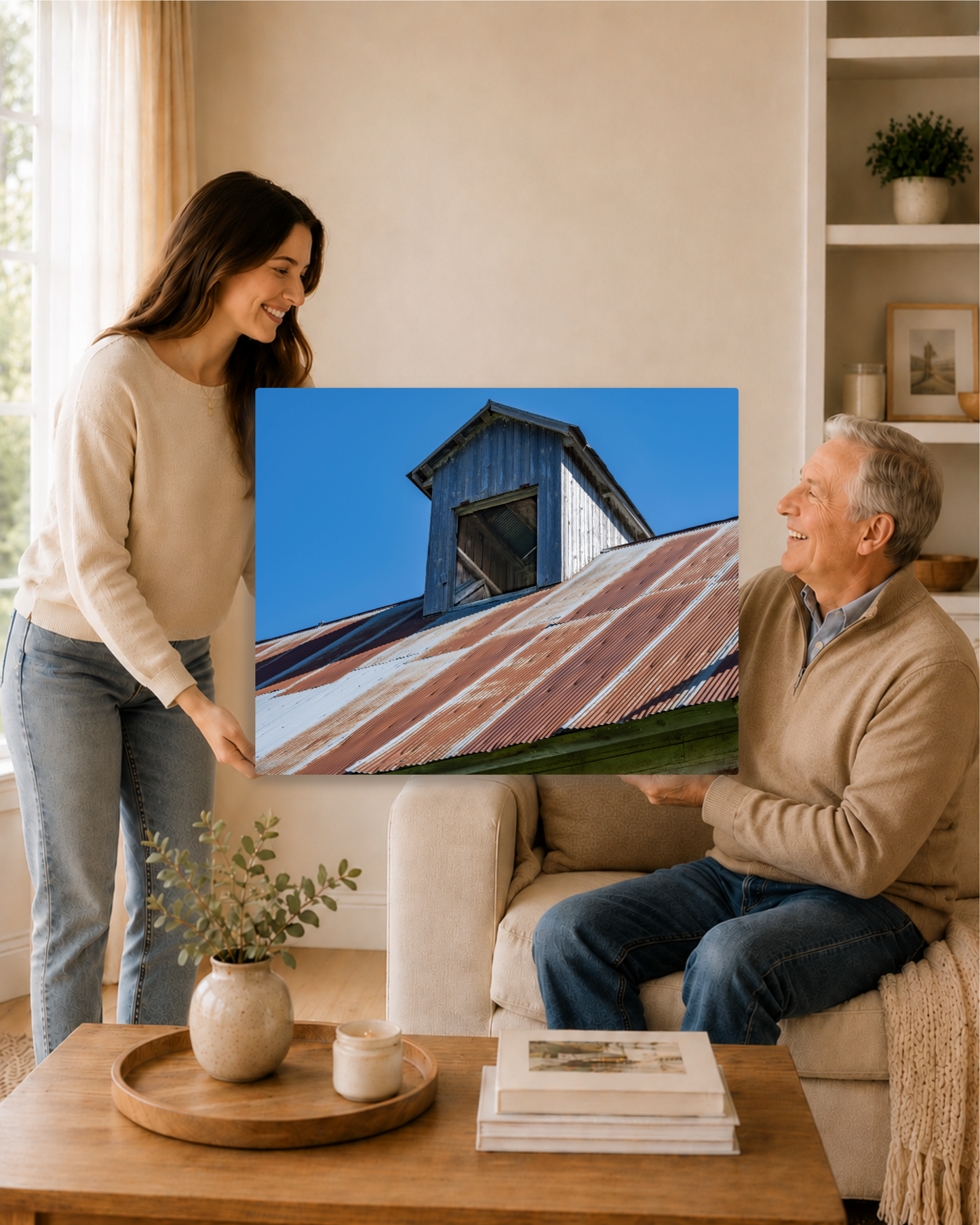 Weathered by the Seasons – Rustic Red Corn Crib Canvas Wall Art