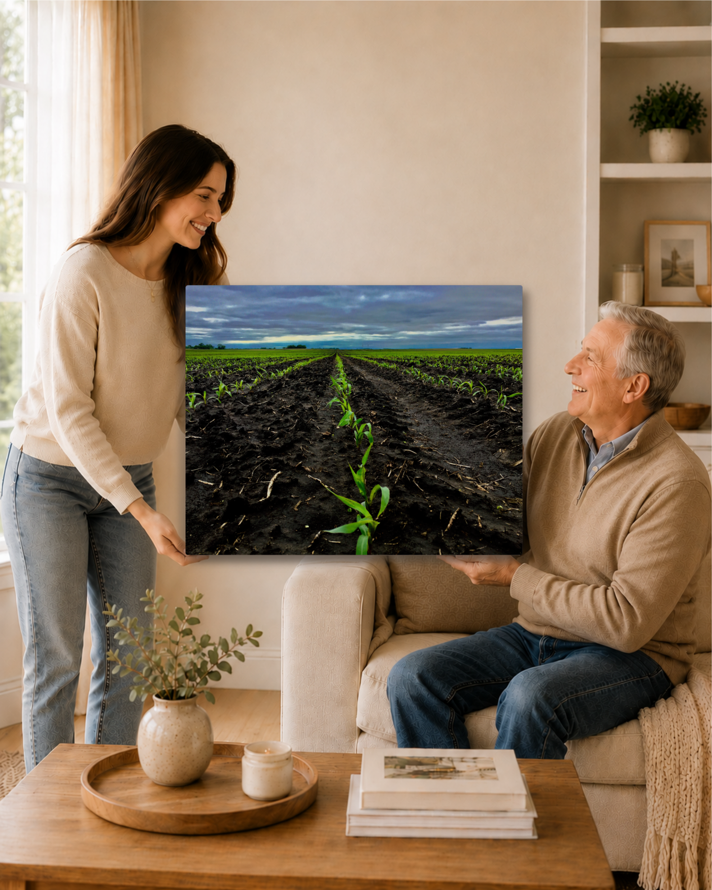 Where the Season Begins – Young Corn Rows Canvas Wall Art