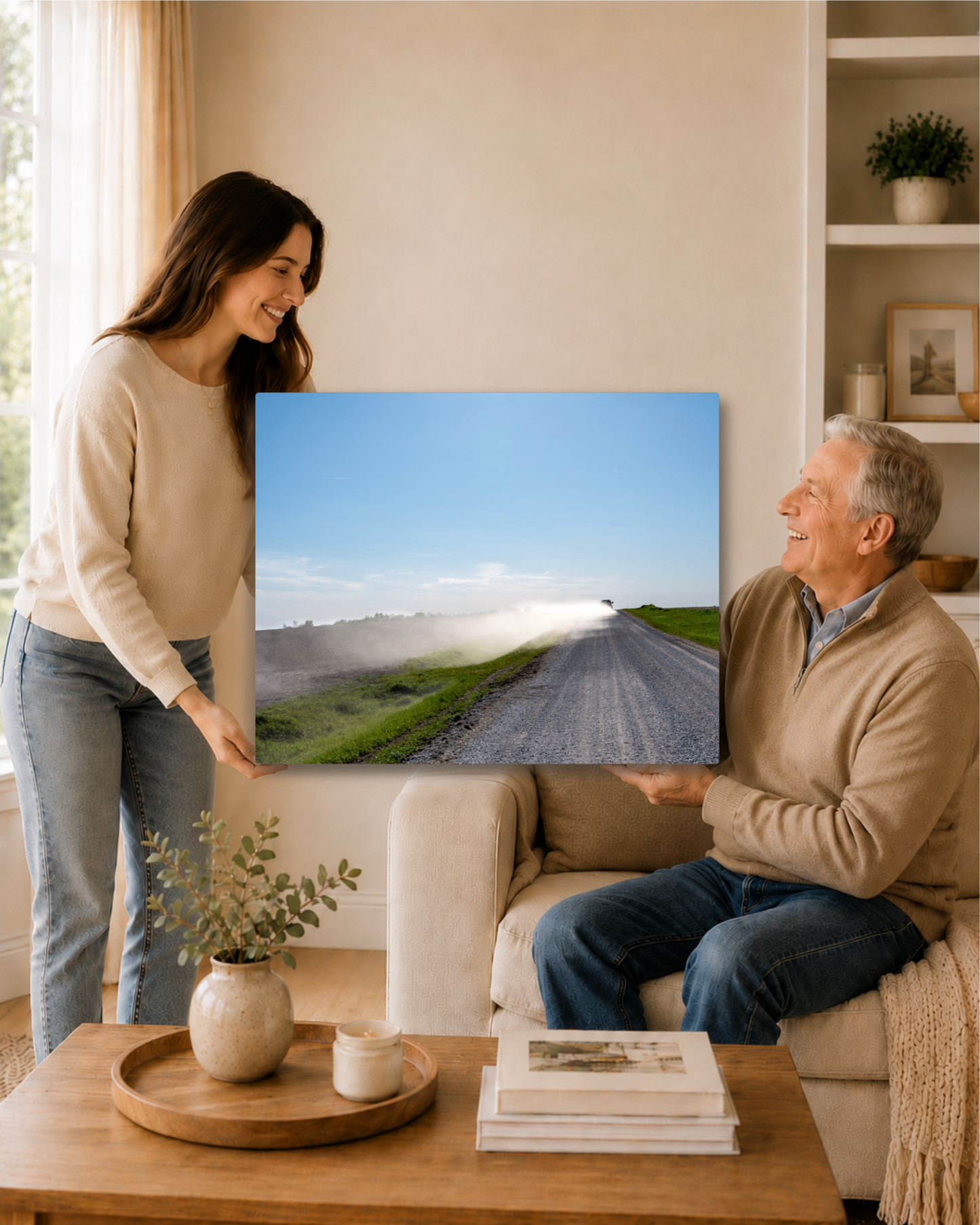 Chasing Dust - Iowa Gravel Road Farm Photography Canvas Wall Art