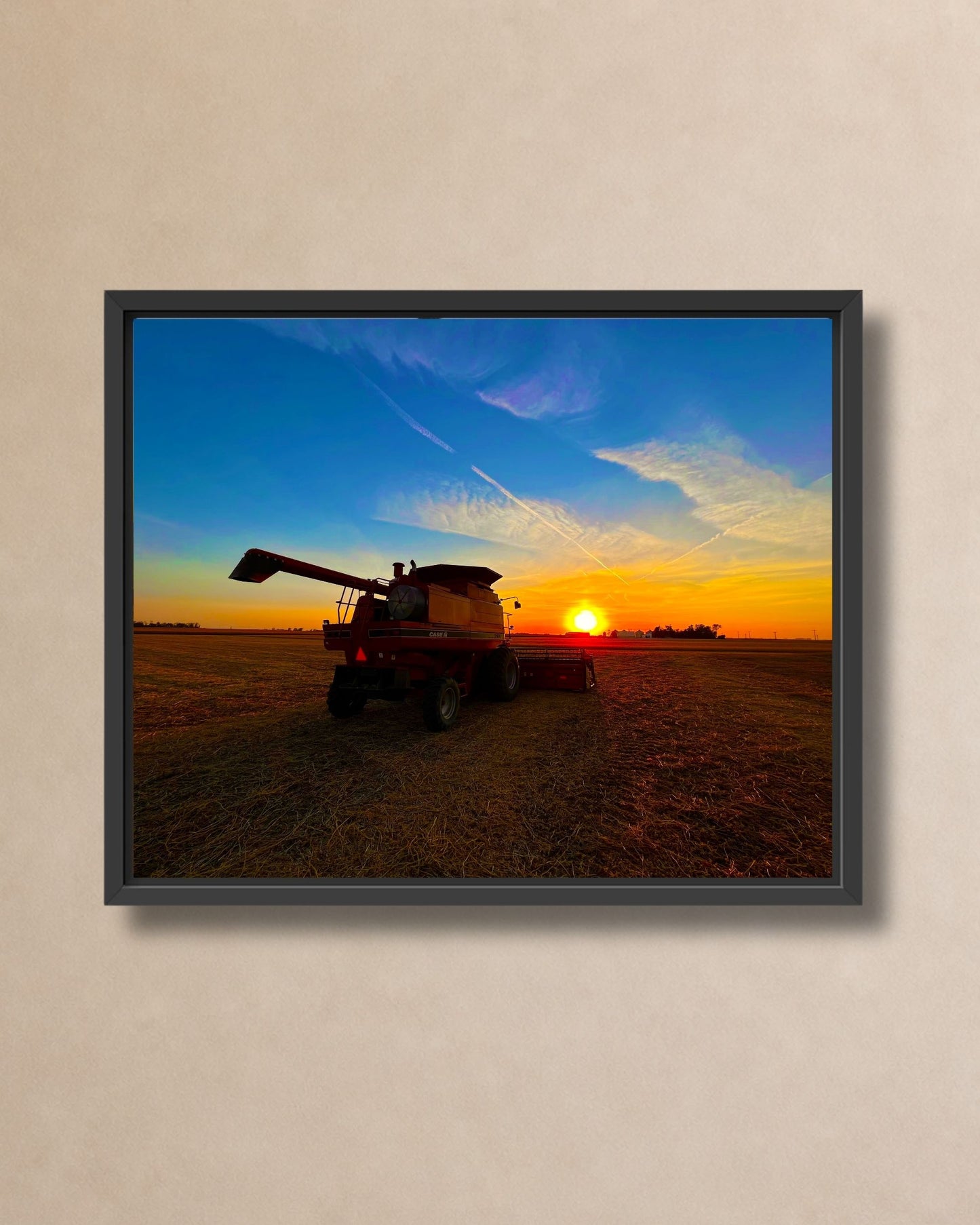 Where the Combine Meets the Sunset – Harvest Field Canvas Wall Art
