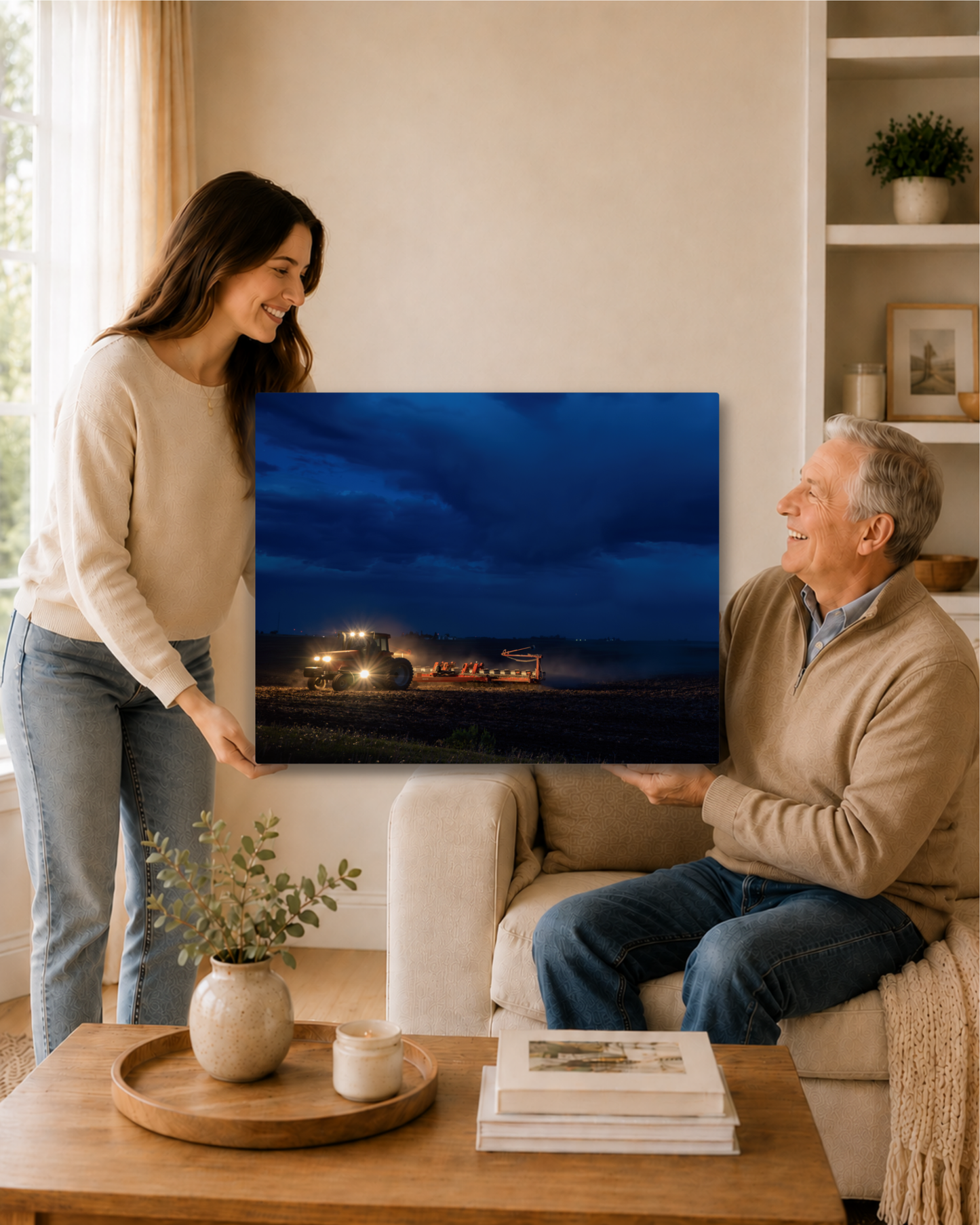 One More Round - Night Planting Farm Canvas Wall Art
