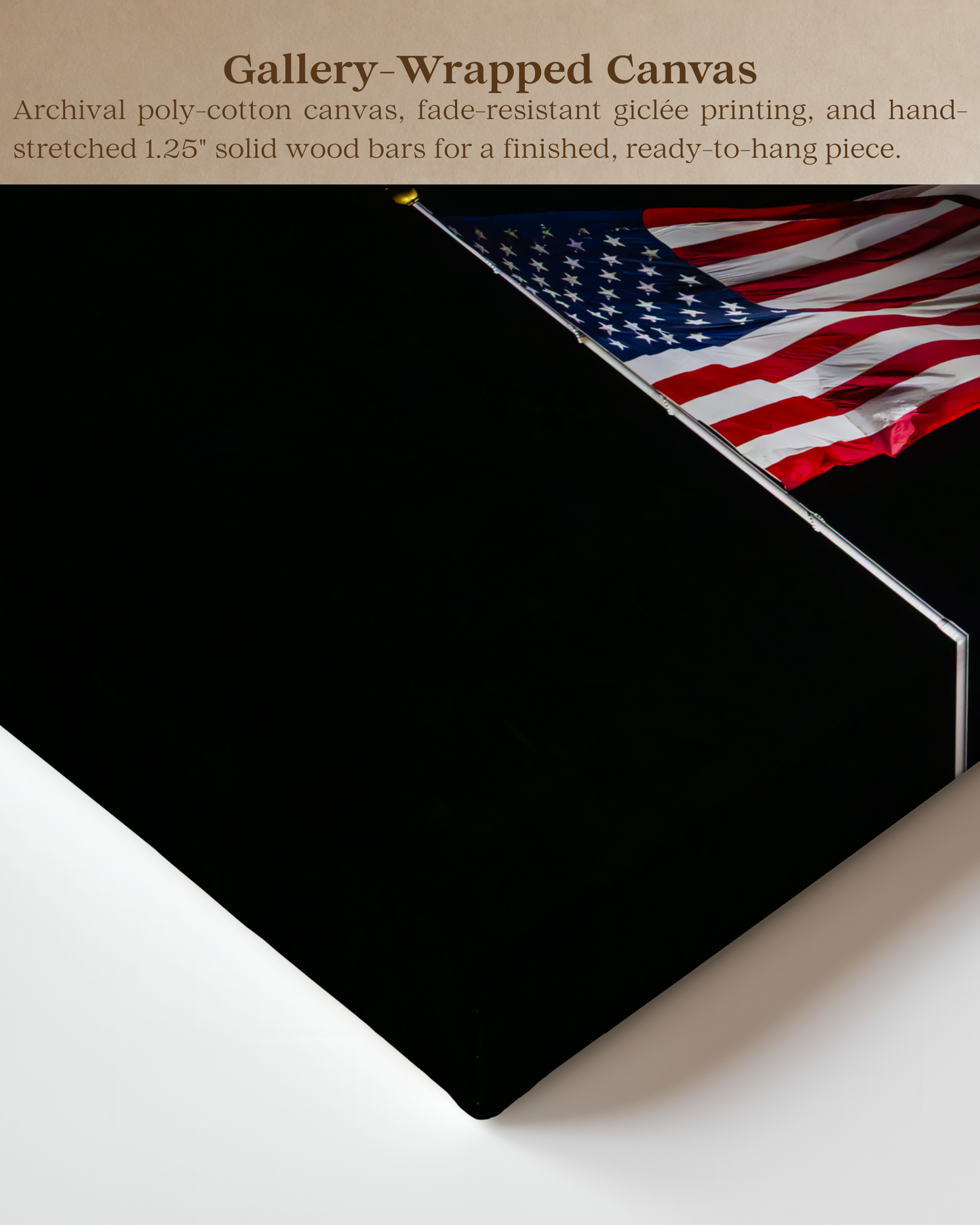 Still Flying | American Flag Night Photography Canvas Wall Art